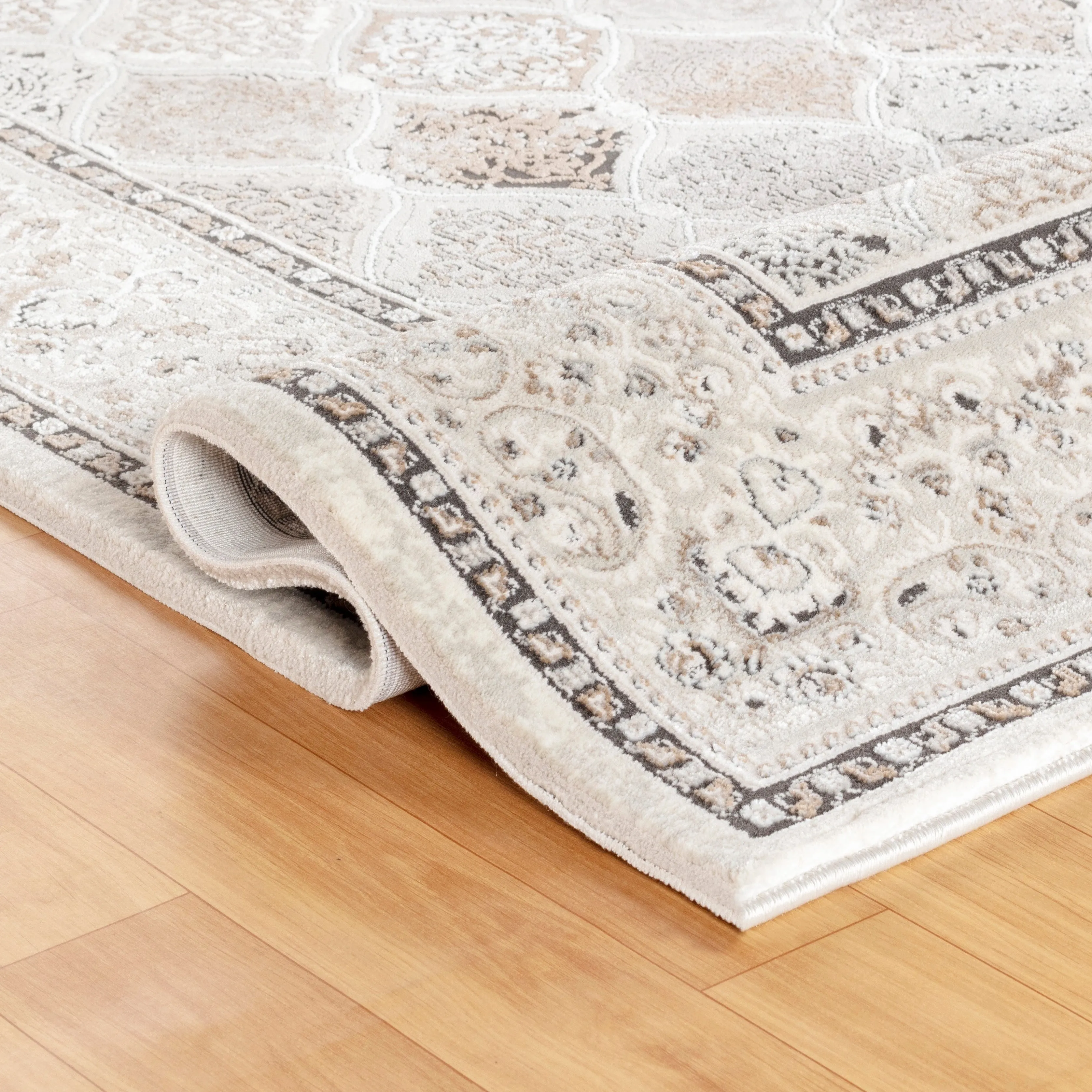 Omari Collection Grey/Blue Abstract Traditional Area Rug