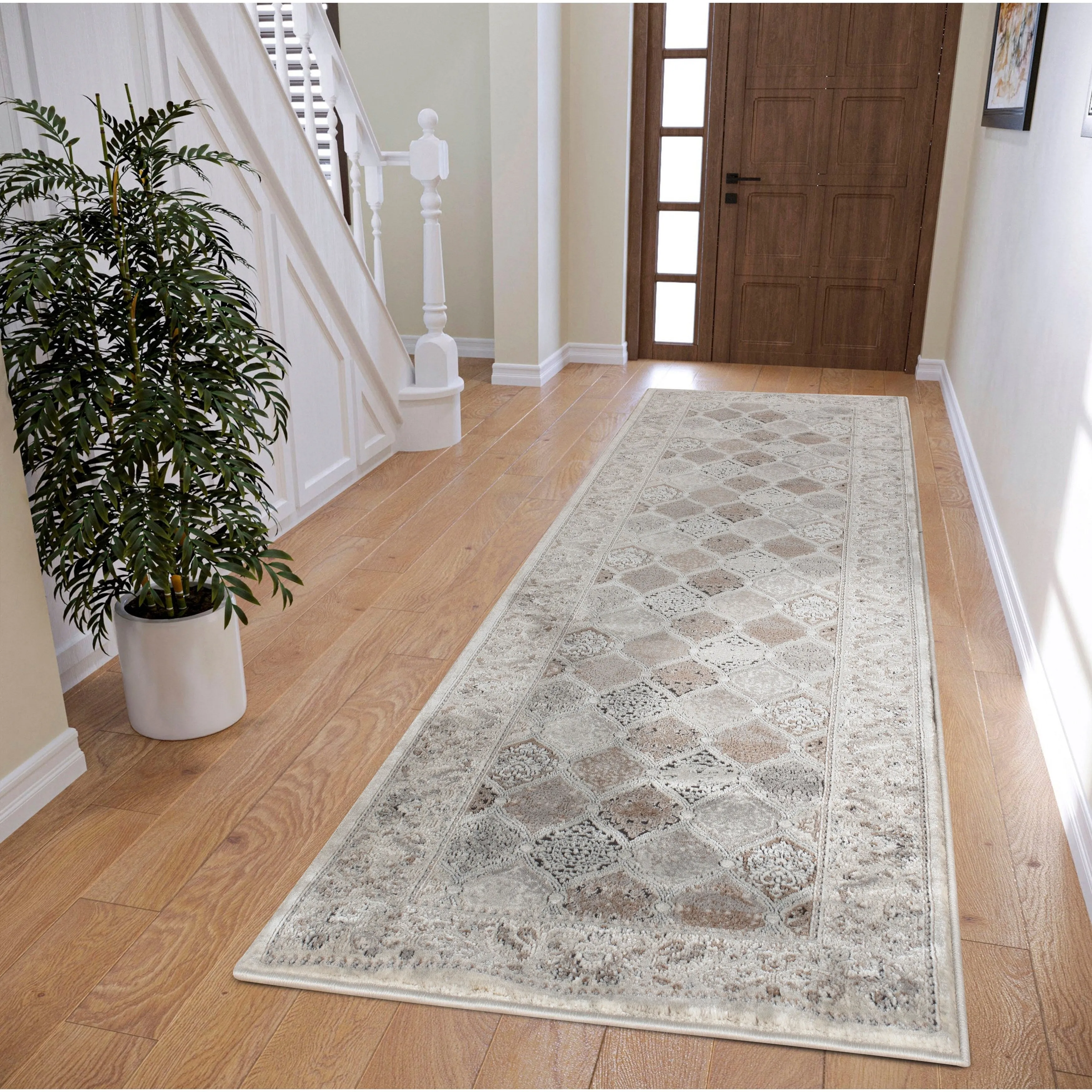 Omari Collection Grey/Blue Abstract Traditional Area Rug