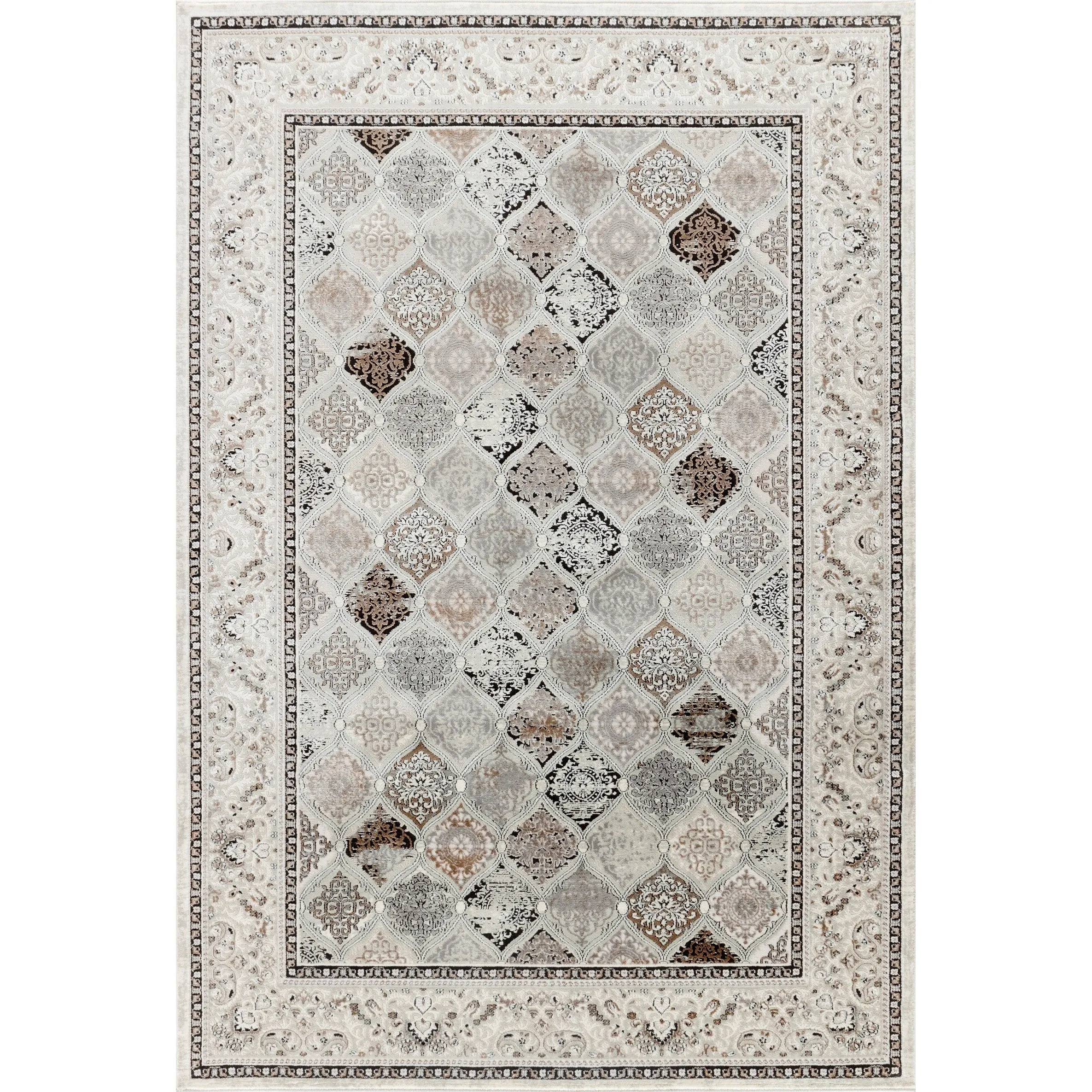 Omari Collection Grey/Blue Abstract Traditional Area Rug