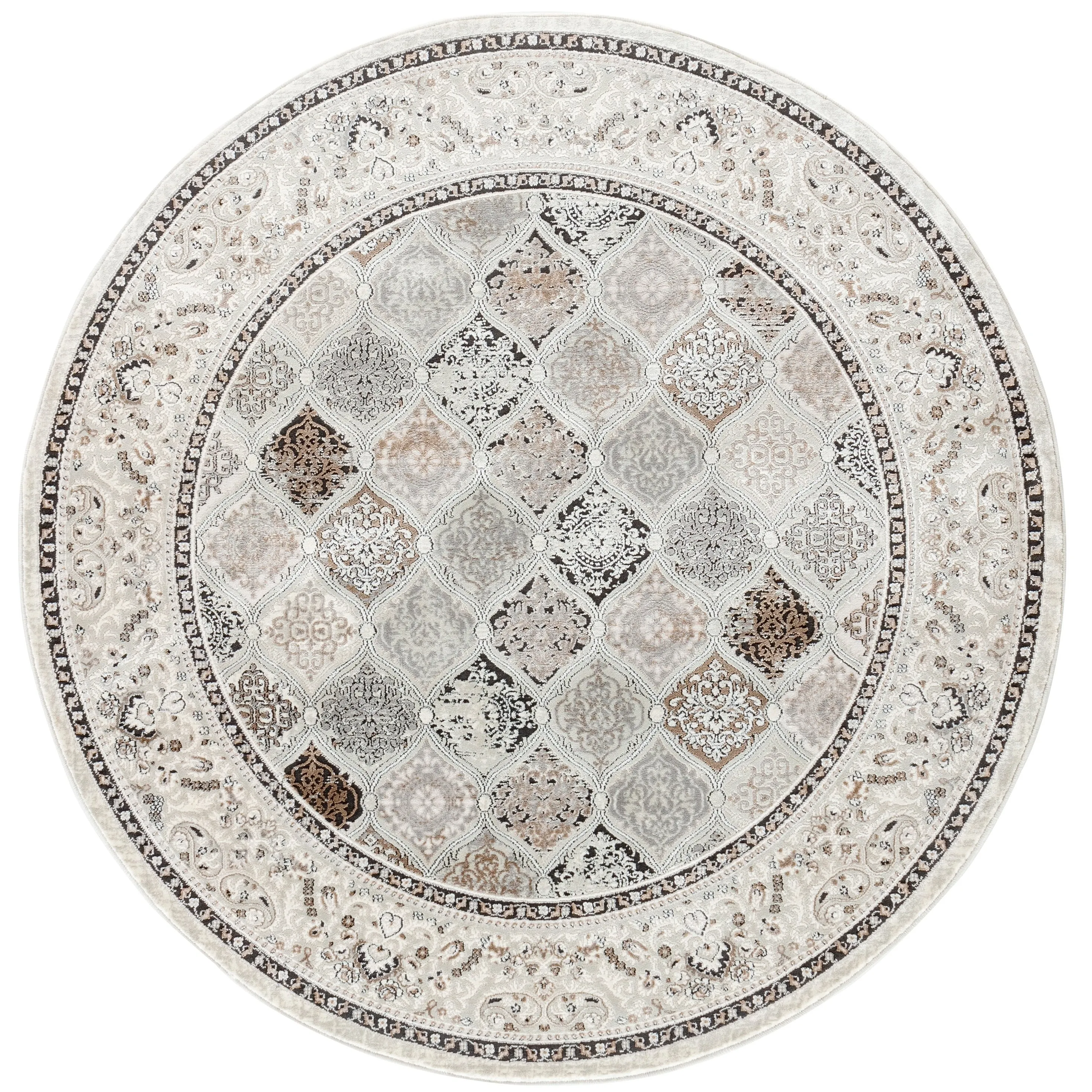 Omari Collection Grey/Blue Abstract Traditional Area Rug
