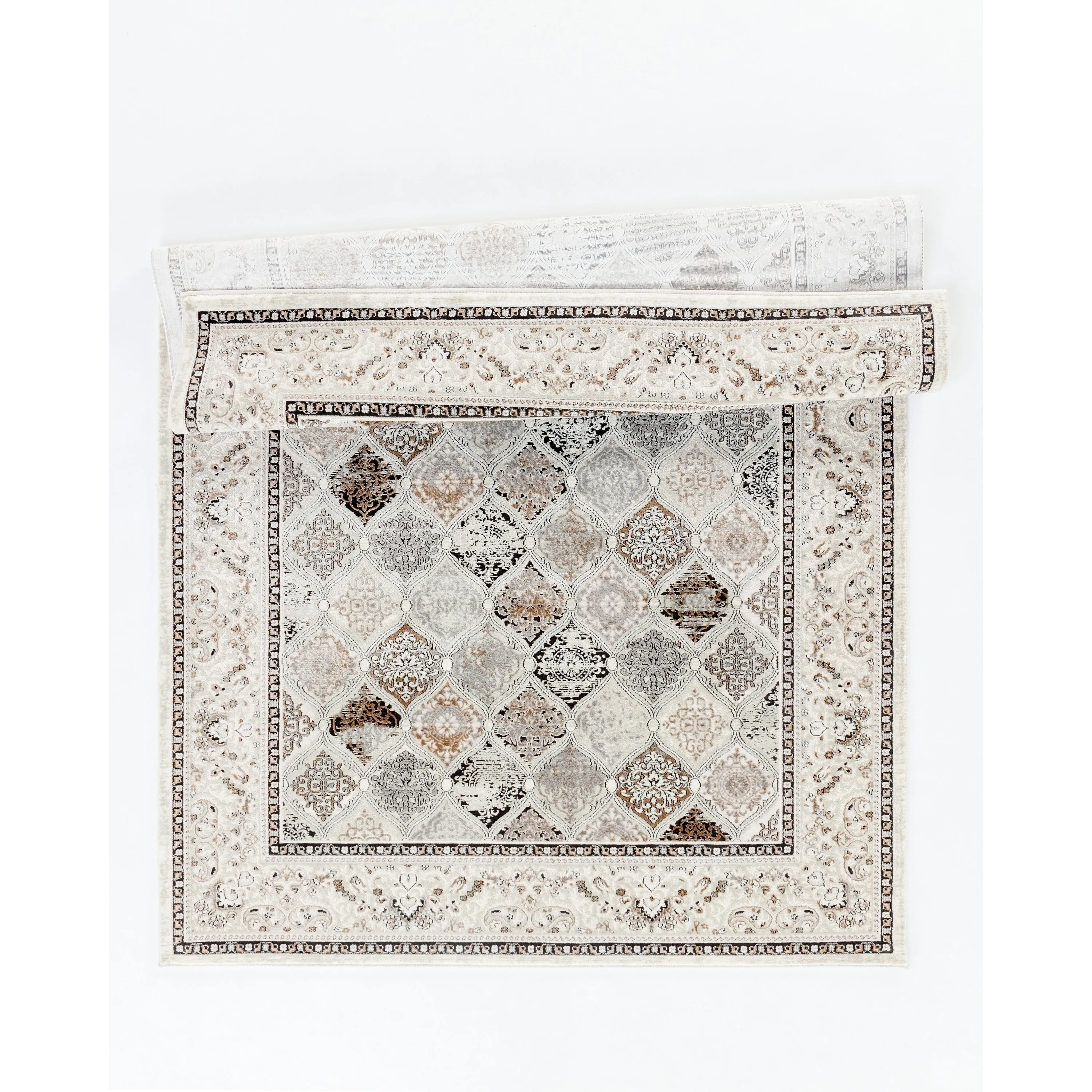Omari Collection Grey/Blue Abstract Traditional Area Rug
