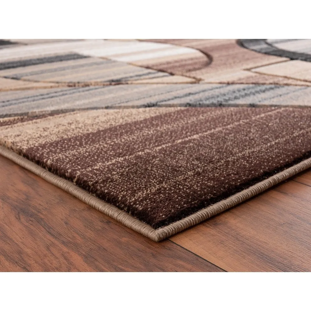 Orelsi Brown/Beige Polyester Area Rug
