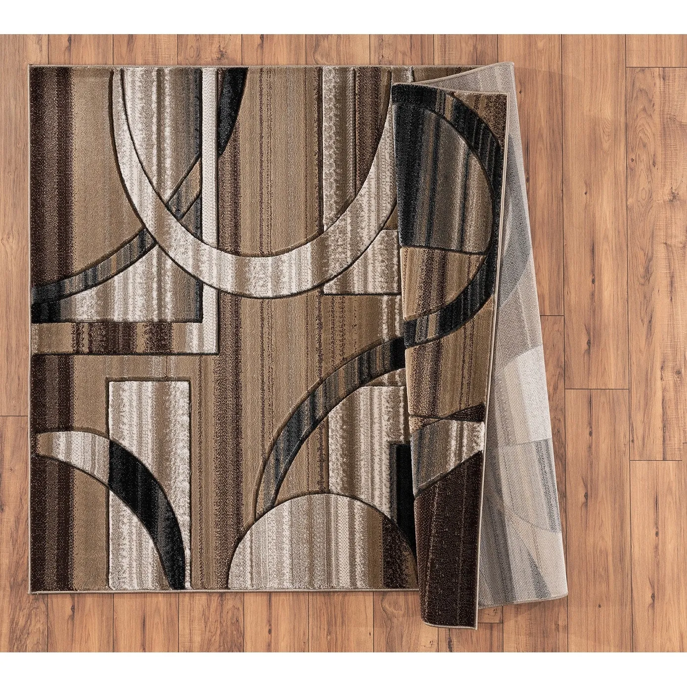 Orelsi Brown/Beige Polyester Area Rug