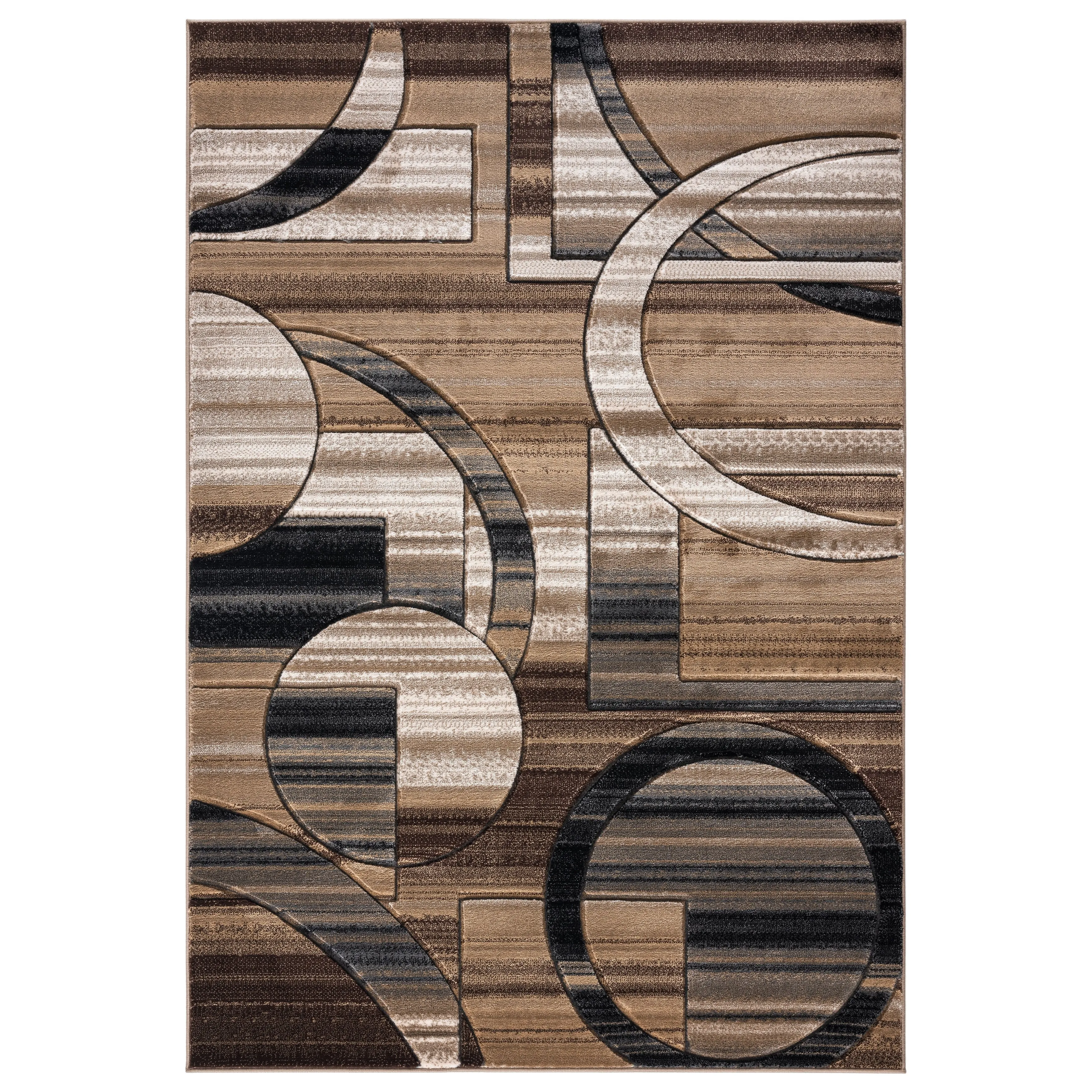Orelsi Brown/Beige Polyester Area Rug