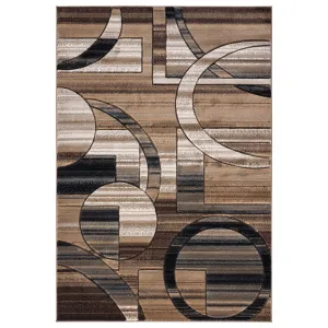 Orelsi Brown/Beige Polyester Area Rug