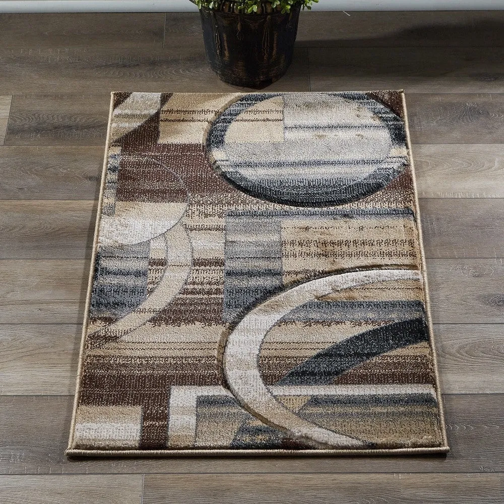 Orelsi Brown/Beige Polyester Area Rug