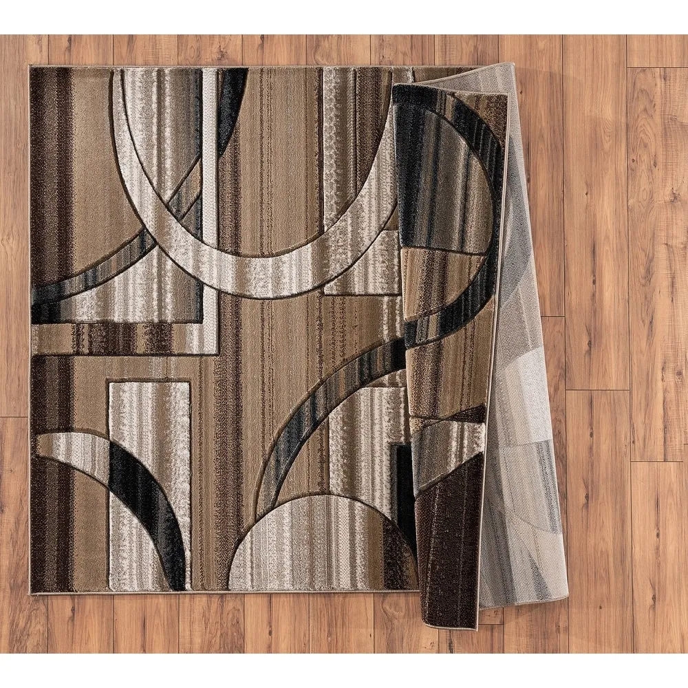 Orelsi Brown/Beige Polyester Area Rug