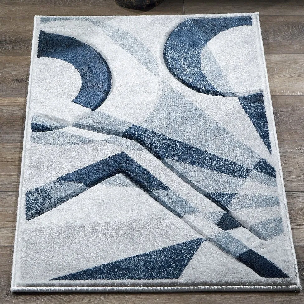 Orelsi Collection Abstract Area Rug with Hand Carved Accents