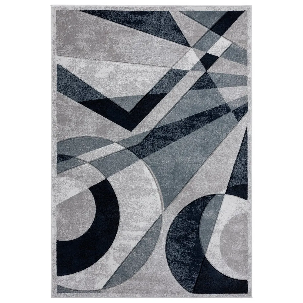 Orelsi Collection Abstract Area Rug with Hand Carved Accents