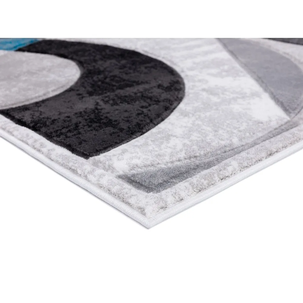 Orelsi Collection Abstract Area Rug with Hand Carved Accents