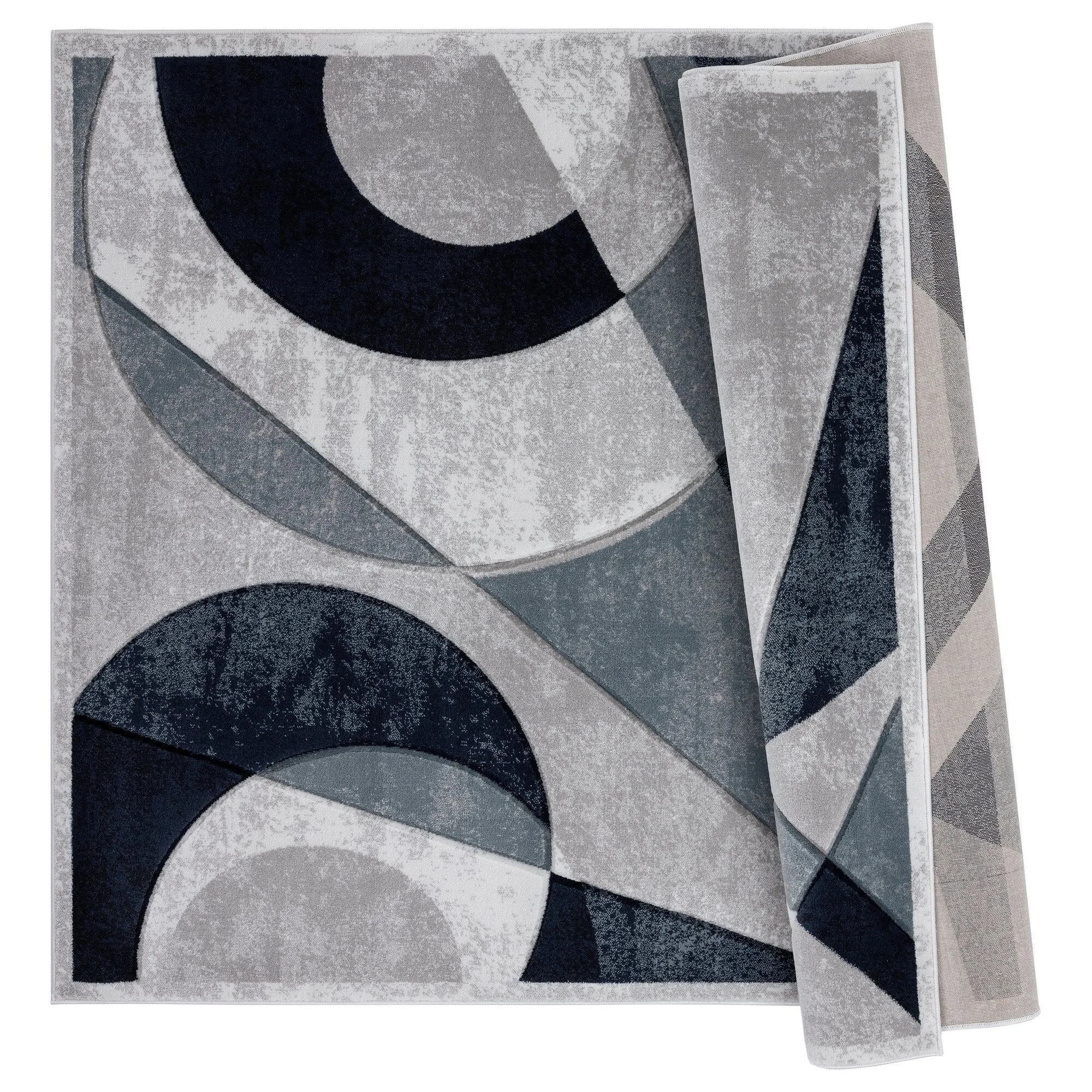 Orelsi Collection Abstract Area Rug with Hand Carved Accents