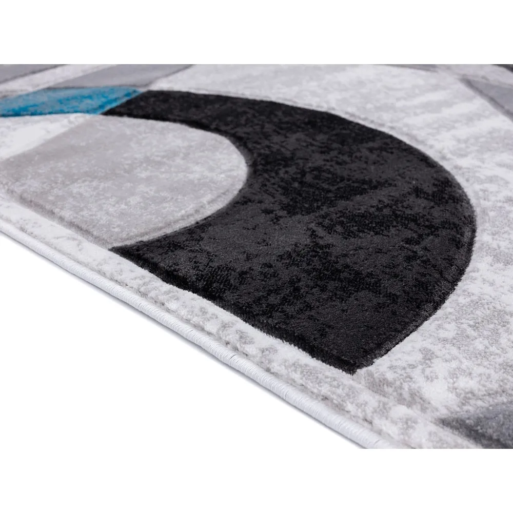 Orelsi Collection Abstract Area Rug with Hand Carved Accents