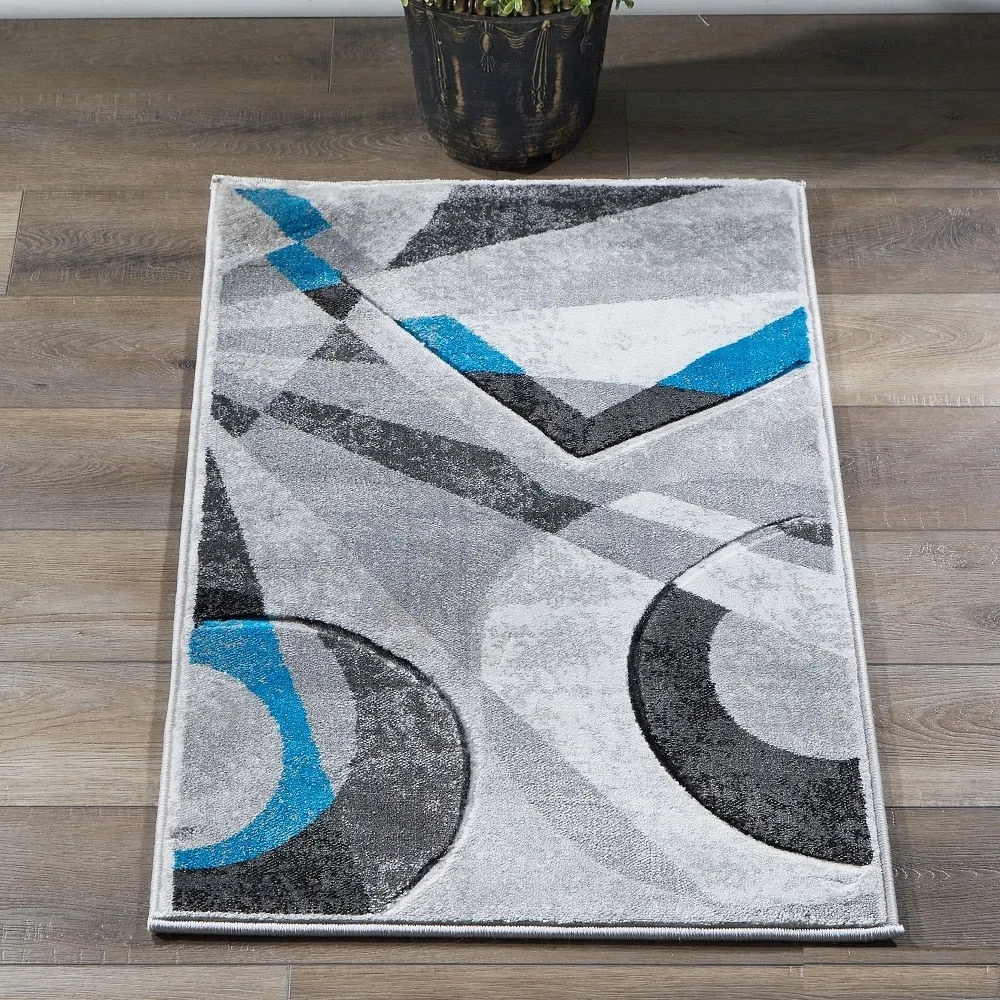 Orelsi Collection Abstract Area Rug with Hand Carved Accents