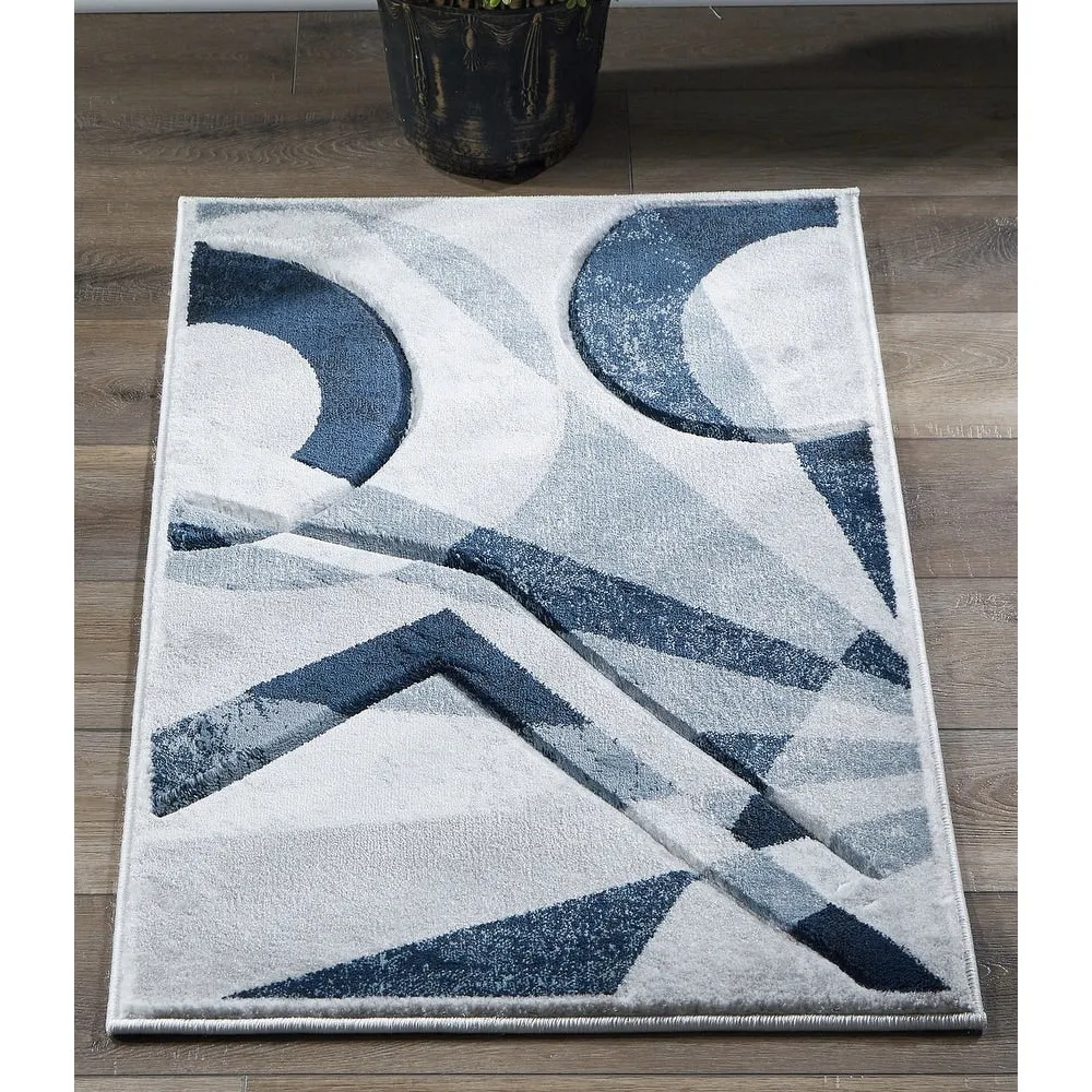 Orelsi Collection Abstract Area Rug with Hand Carved Accents