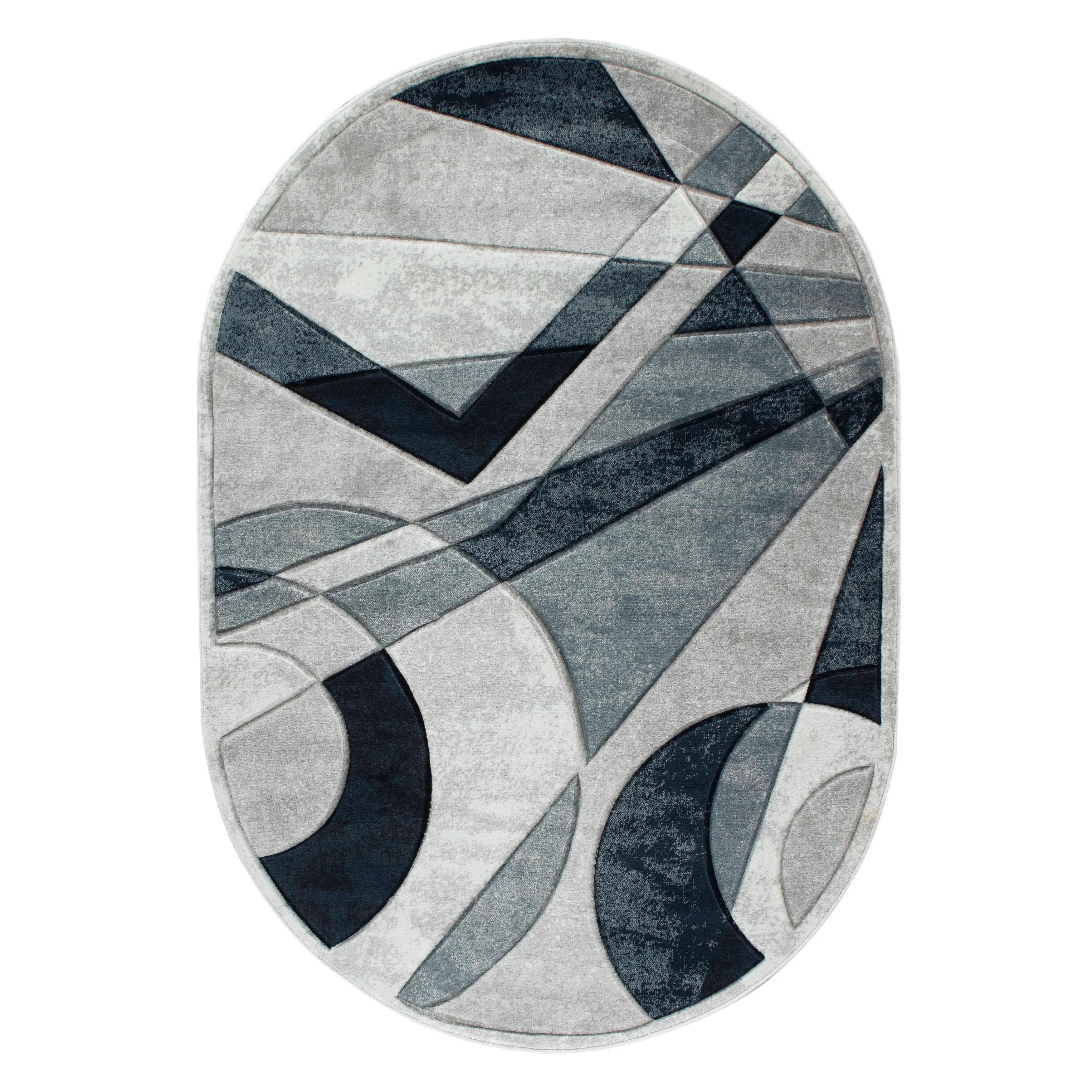Orelsi Collection Abstract Area Rug with Hand Carved Accents