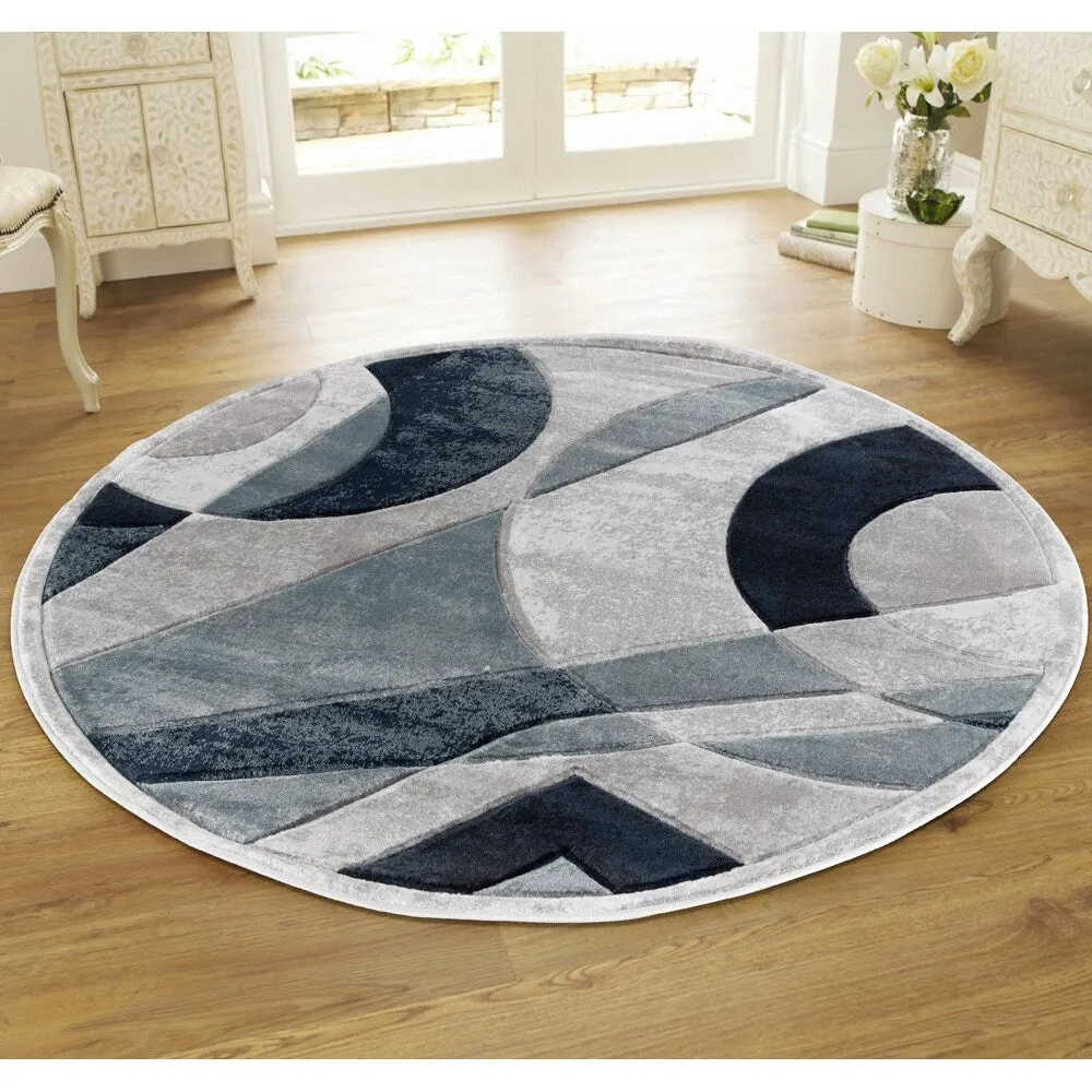 Orelsi Collection Abstract Area Rug with Hand Carved Accents