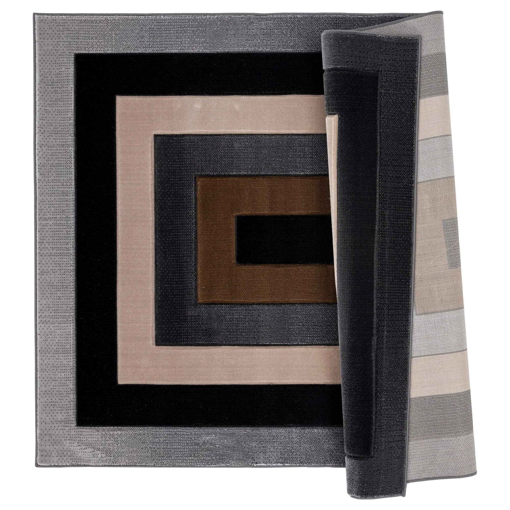 Orelsi Collection Grey/Brown Polypropylene Area Rug