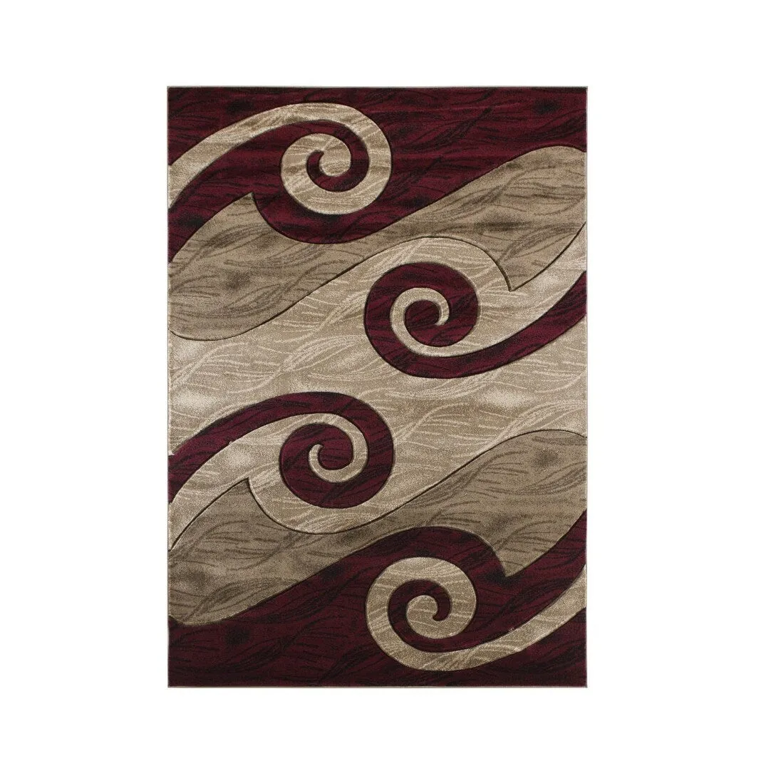 Orelsi Red/Beige/Brown Polyester Area Rug