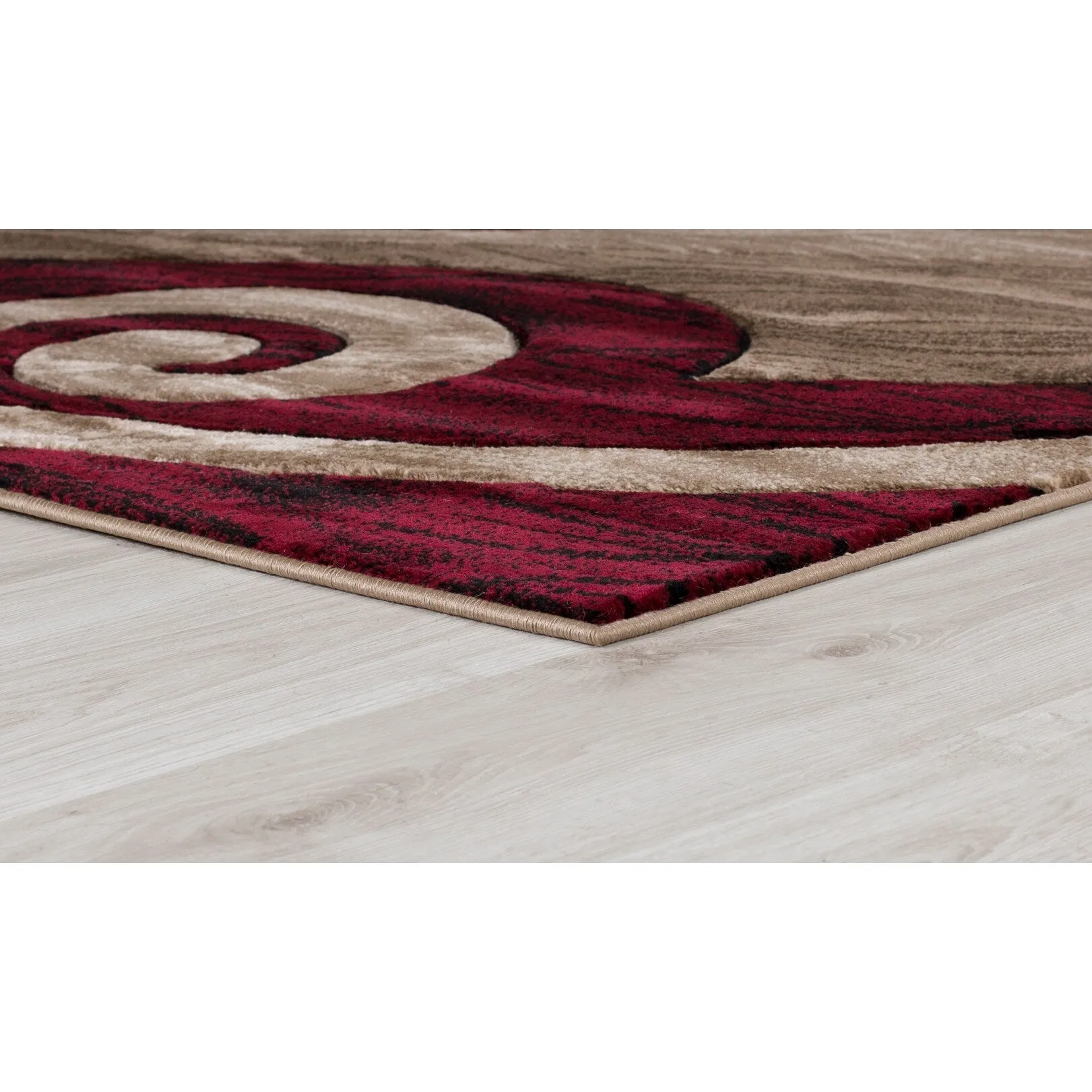 Orelsi Red/Beige/Brown Polyester Area Rug