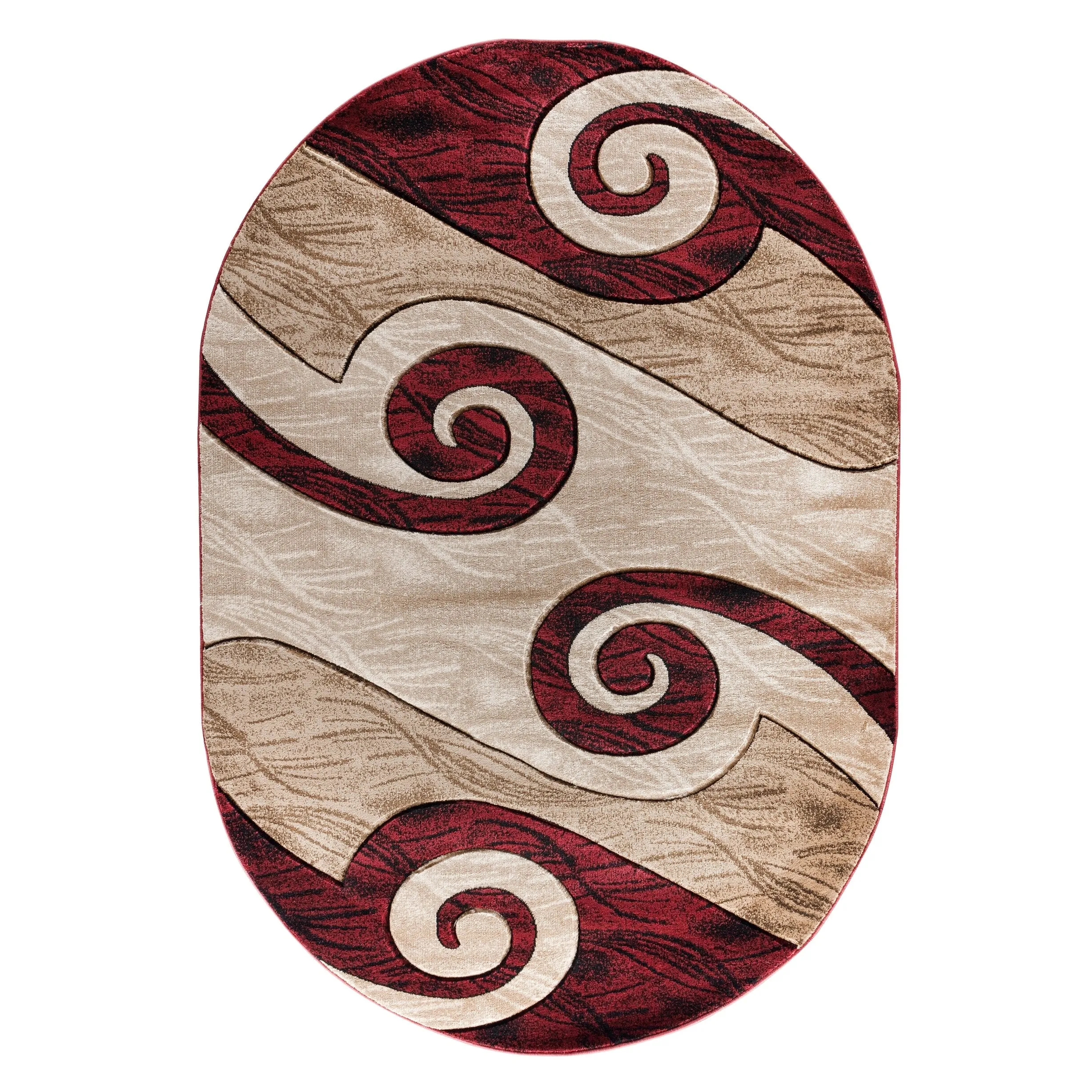 Orelsi Red/Beige/Brown Polyester Area Rug