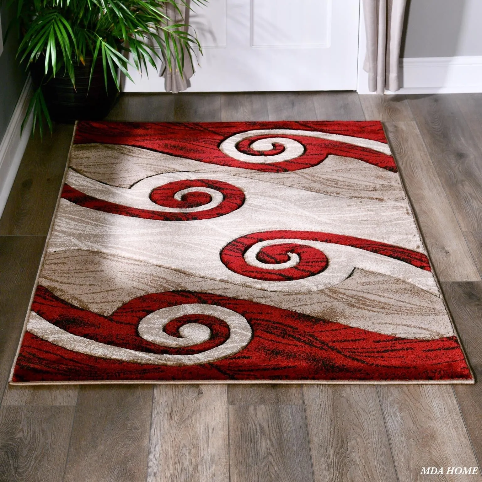 Orelsi Red/Beige/Brown Polyester Area Rug