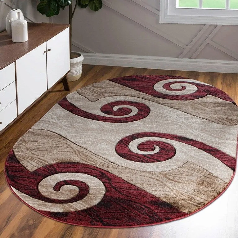 Orelsi Red/Beige/Brown Polyester Area Rug
