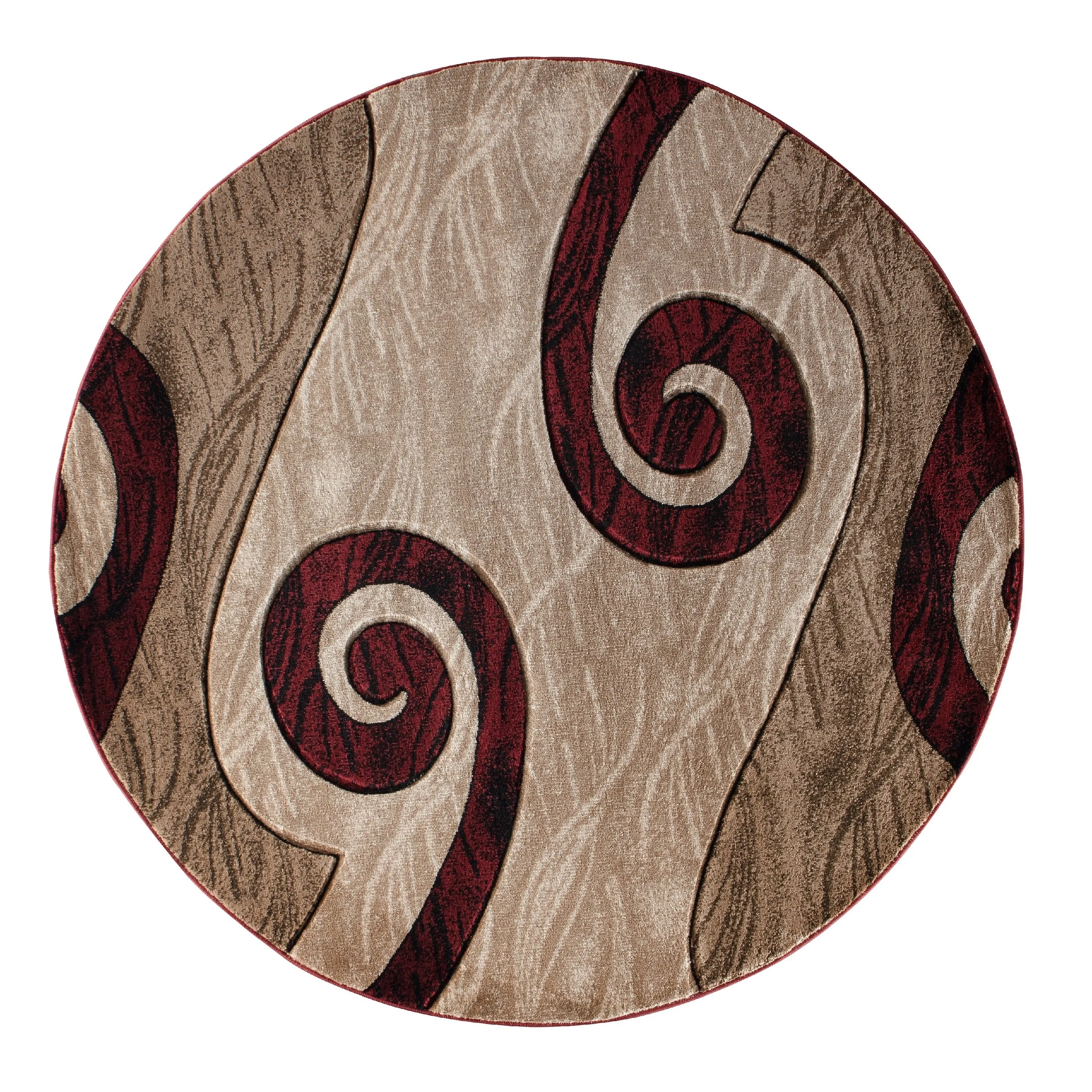 Orelsi Red/Beige/Brown Polyester Area Rug