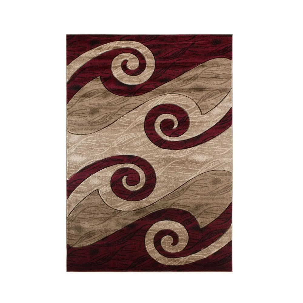 Orelsi Red/Beige/Brown Polyester Area Rug