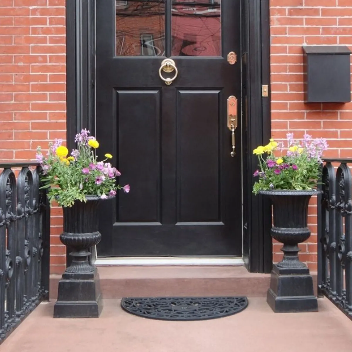 Outdoor Half Round Front Door Mat Rubber Rug 30x18 Black