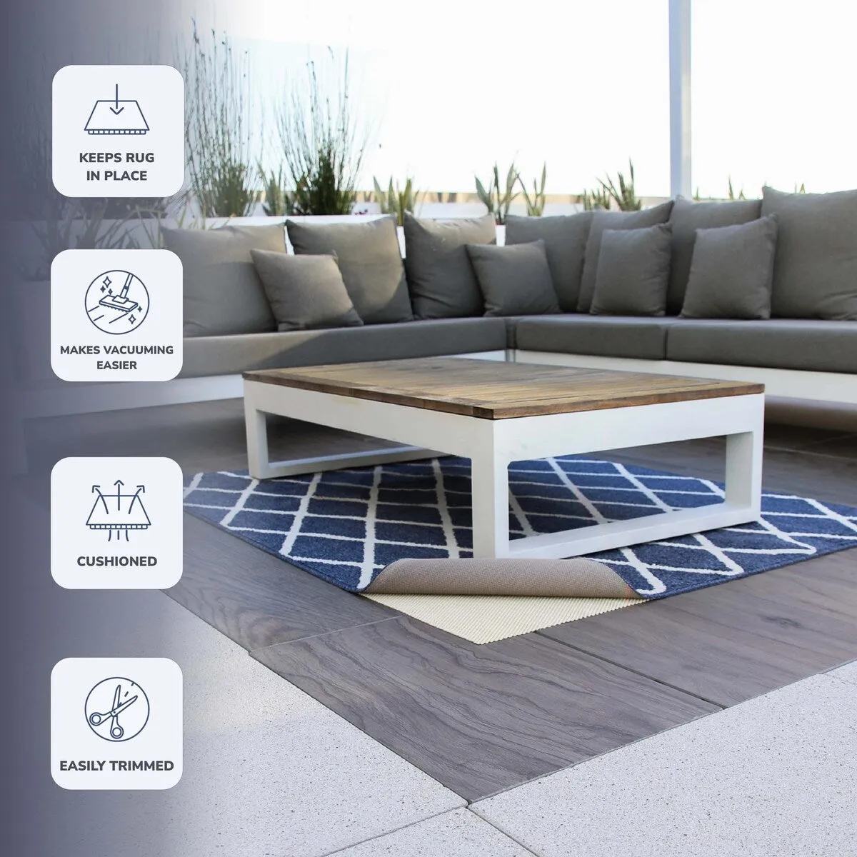Outdoor Non Slip Rug Pad by Slip-Stop - Ivory
