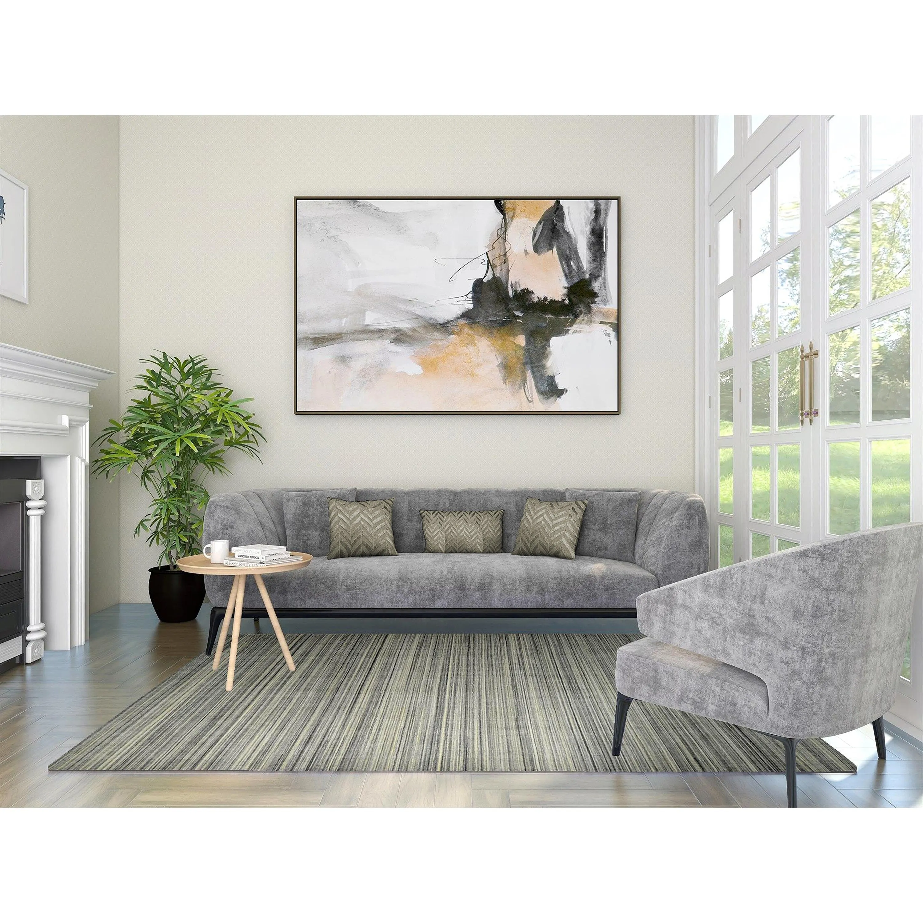 Overton Handmade Modern Contemporary Striped Area Rug