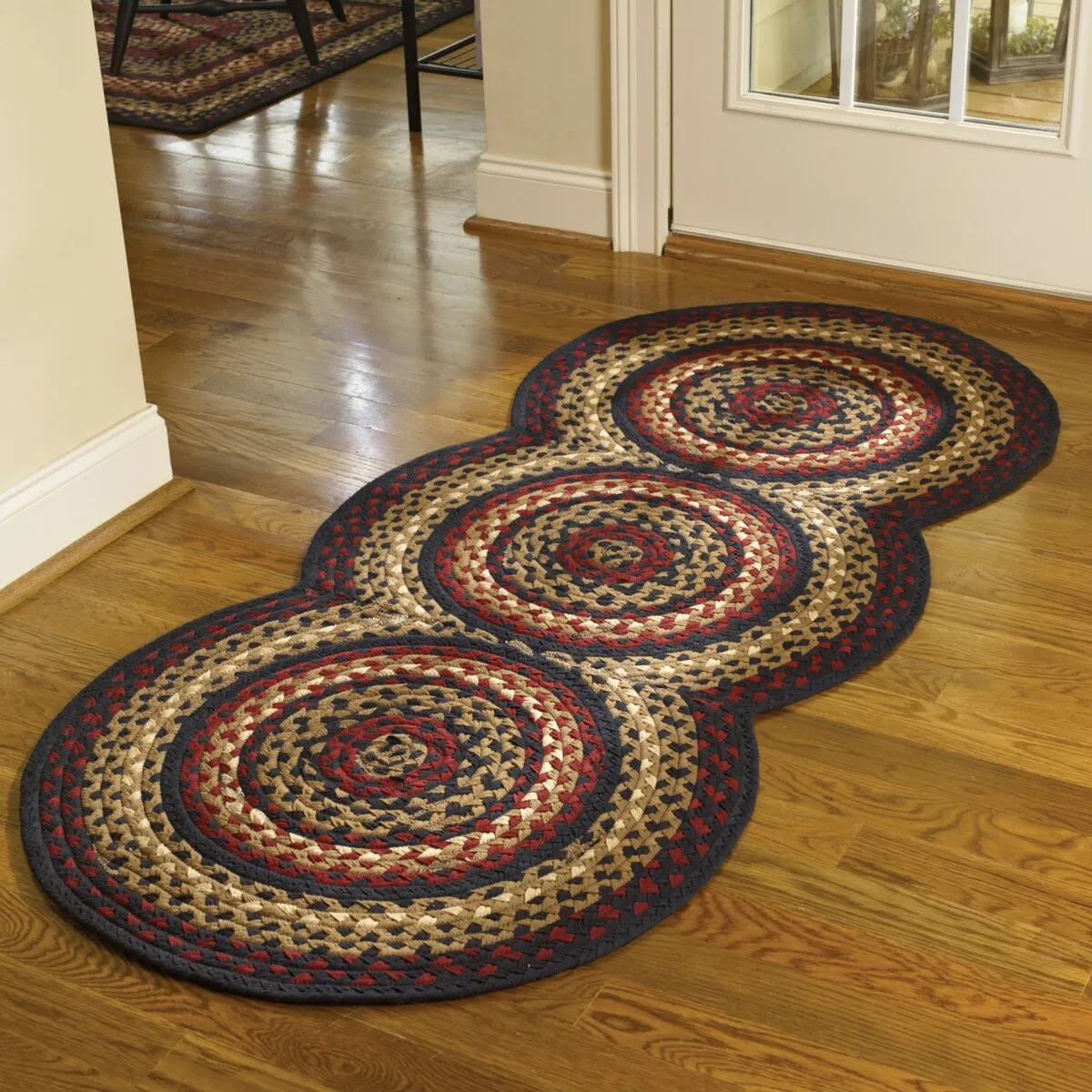 Park Designs Red Folk Art Braided Rug Runner 72''L - 2.5' x 6'