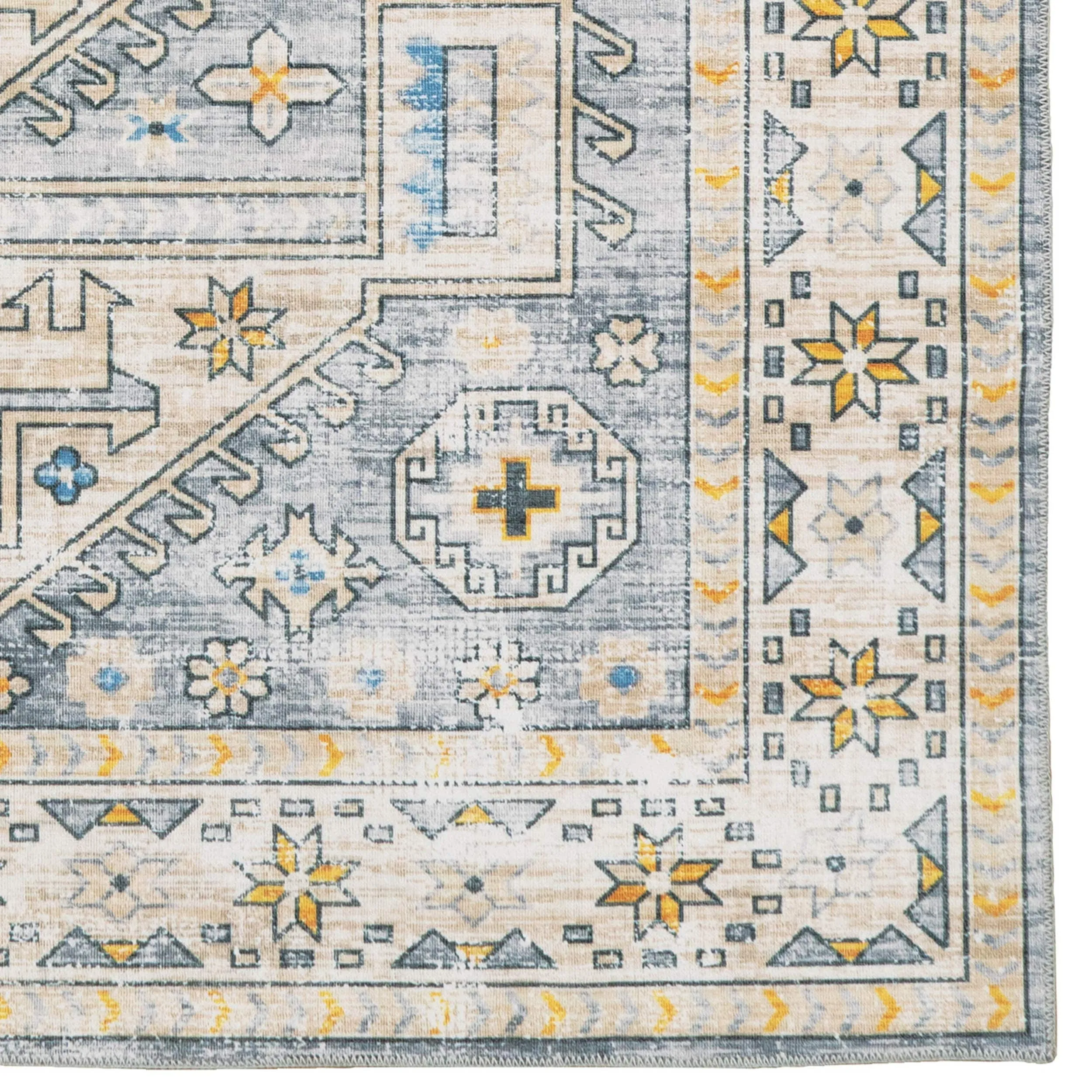 Parson Machine Washable Grey and Beige Area Rug