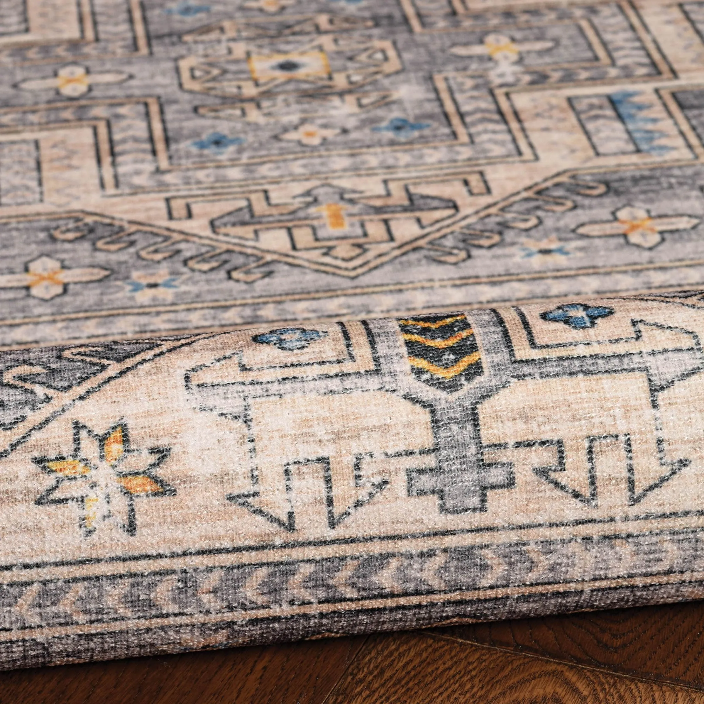 Parson Machine Washable Grey and Beige Area Rug