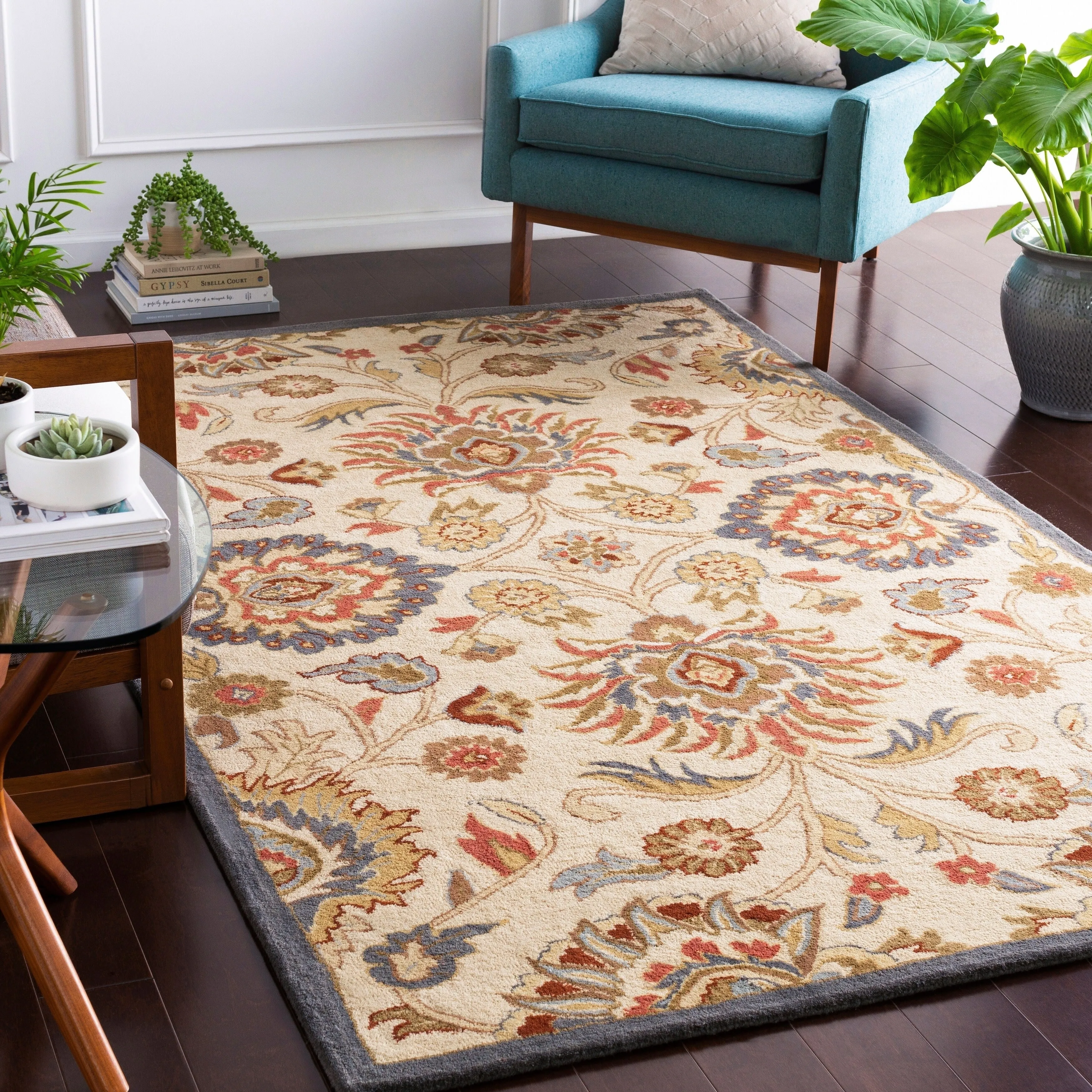 Patchway Handmade Classic Floral Wool Area Rug