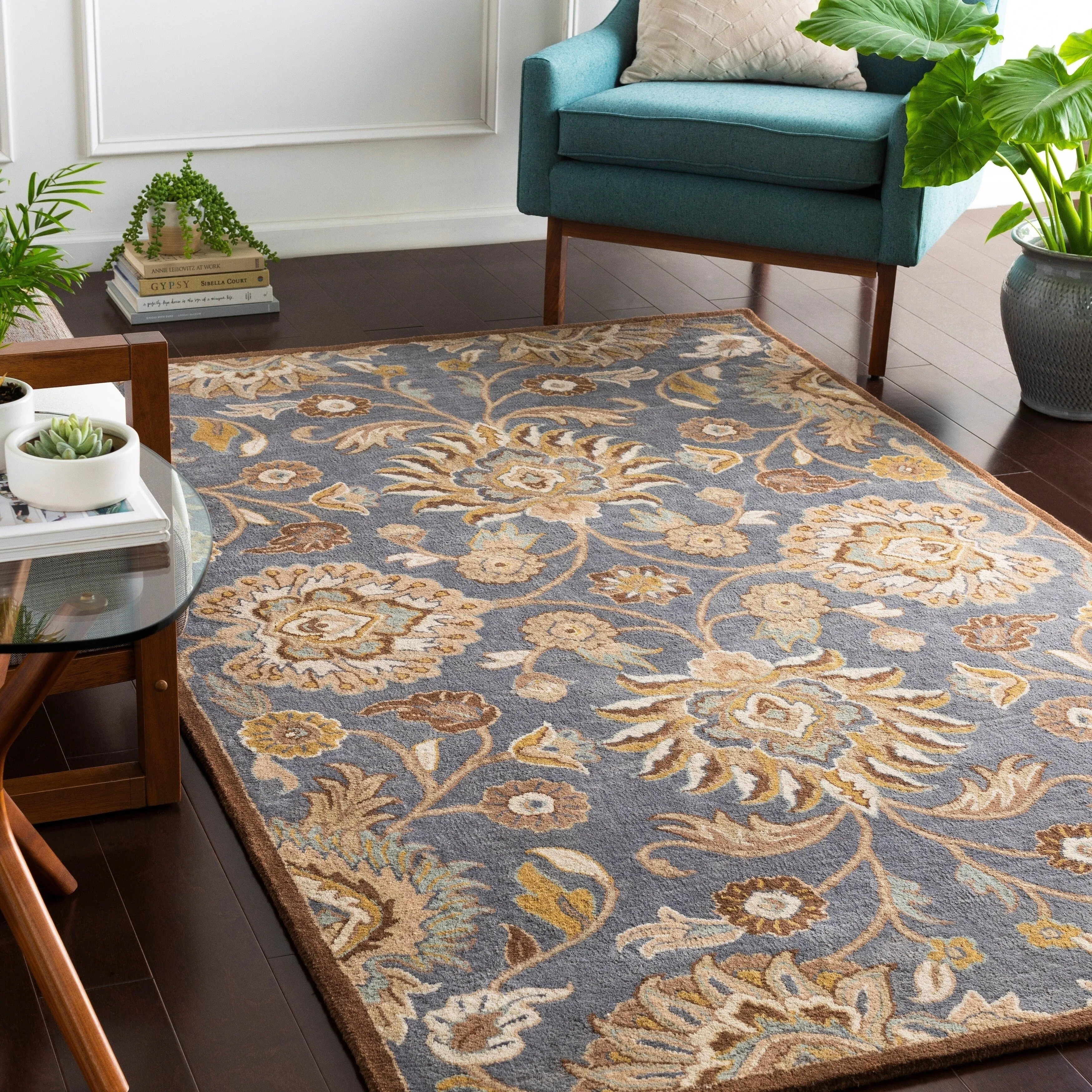 Patchway Handmade Classic Floral Wool Area Rug