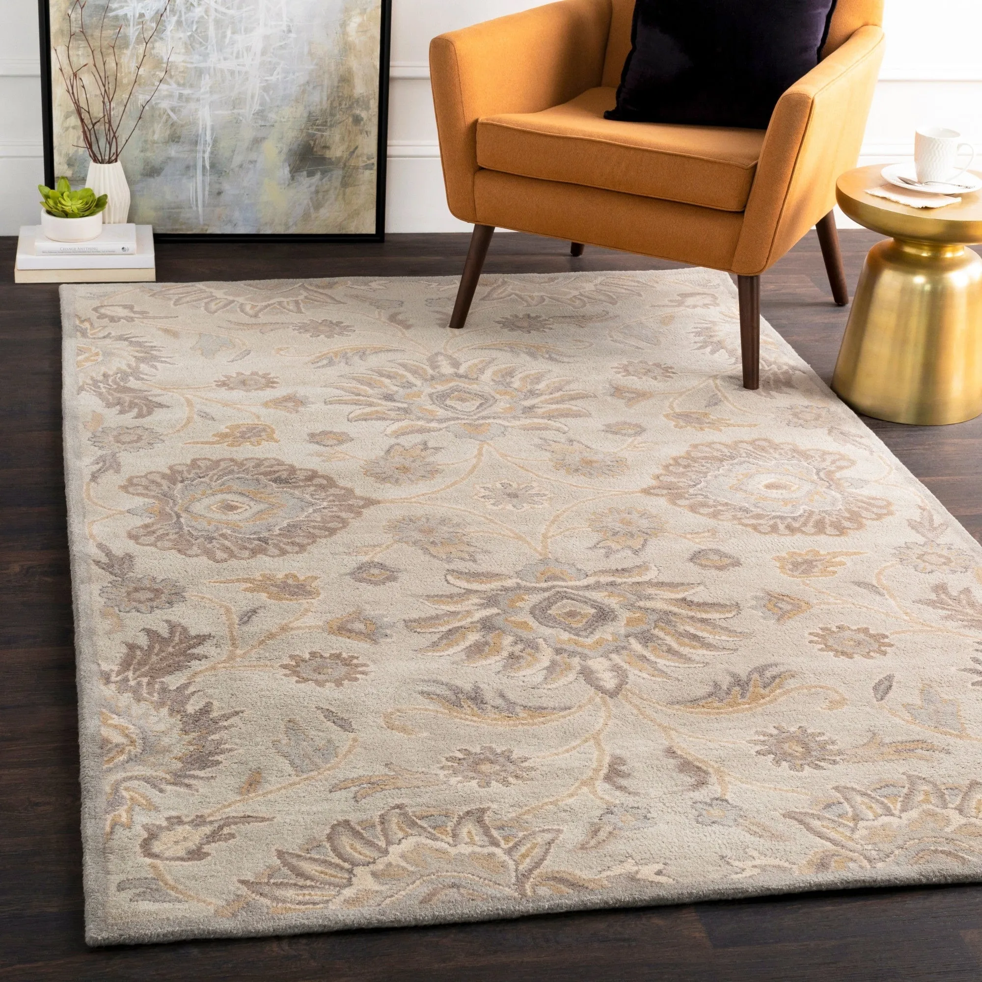 Patchway Handmade Classic Floral Wool Area Rug