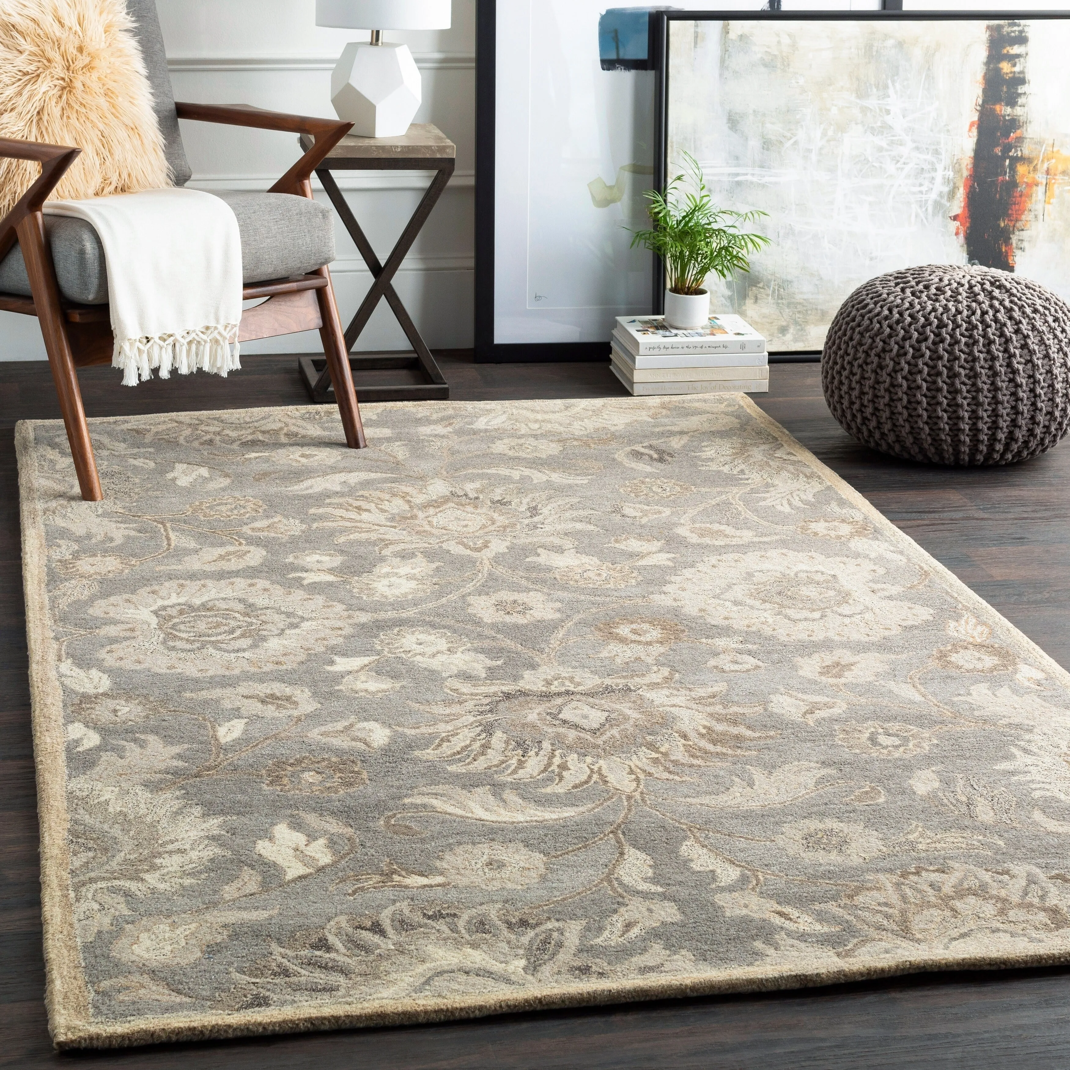 Patchway Handmade Classic Floral Wool Area Rug