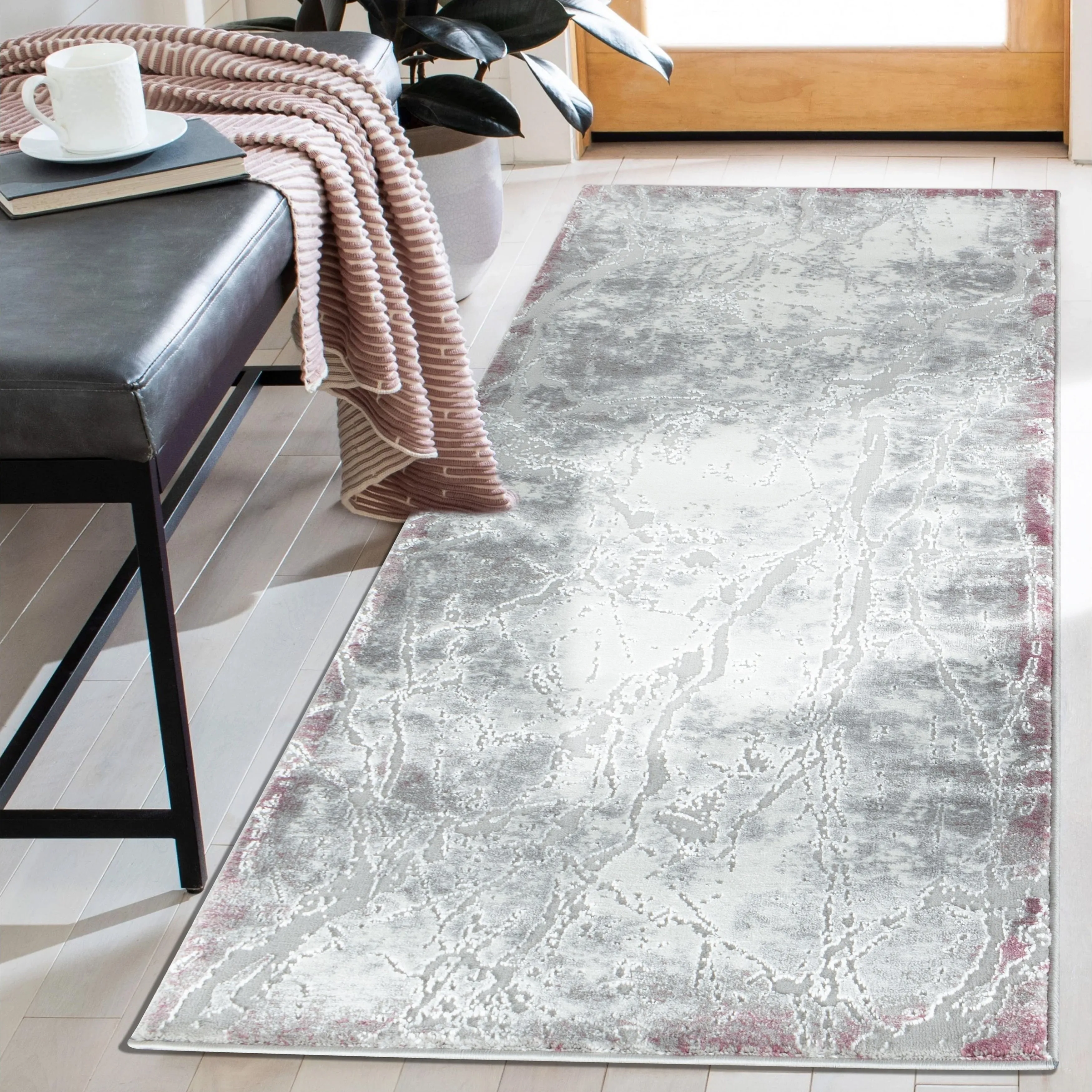 Petra Collection Lilac/Grey Abstract Area Rug