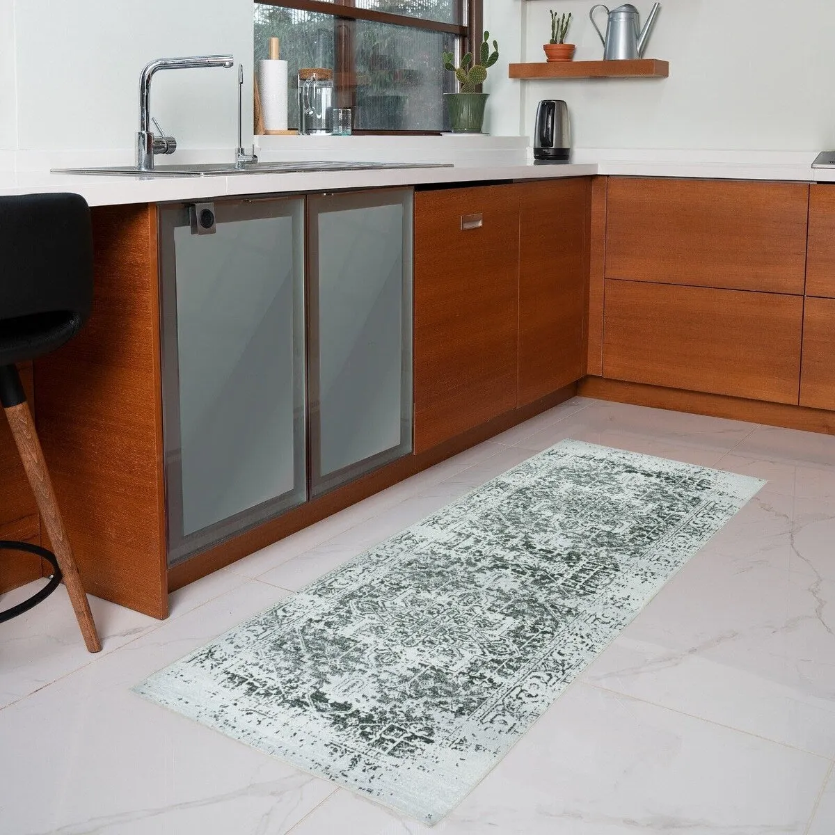 Playa Rug Machine Washable Area Rug Non Slip Backing Himalayas Vintage-Modern Floral Traditional Abstract Design