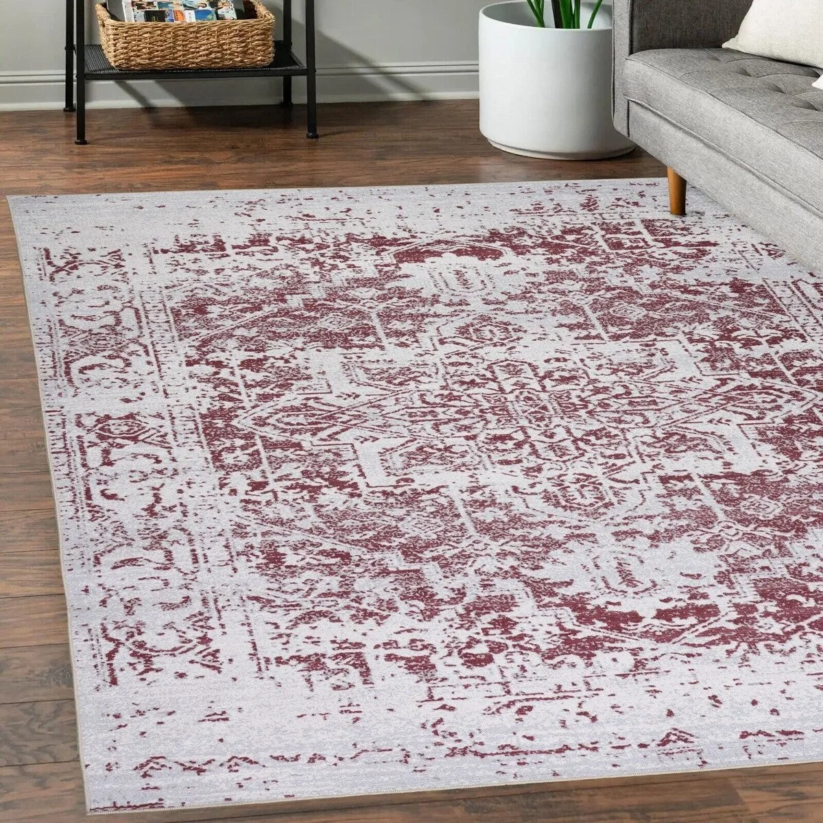 Playa Rug Machine Washable Area Rug Non Slip Backing Himalayas Vintage-Modern Floral Traditional Abstract Design