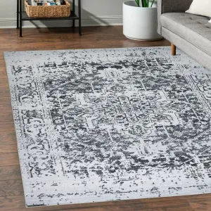 Playa Rug Machine Washable Area Rug Non Slip Backing Himalayas Vintage-Modern Floral Traditional Abstract Design