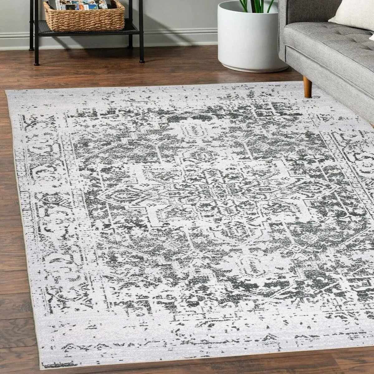 Playa Rug Machine Washable Area Rug Non Slip Backing Himalayas Vintage-Modern Floral Traditional Abstract Design