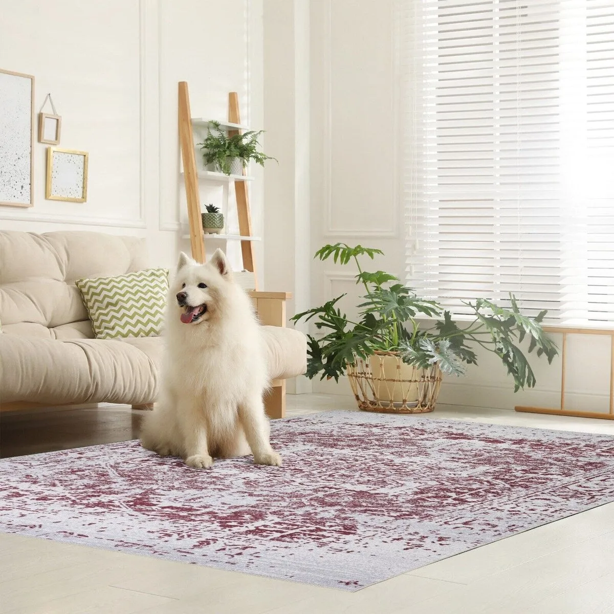 Playa Rug Machine Washable Area Rug Non Slip Backing Himalayas Vintage-Modern Floral Traditional Abstract Design