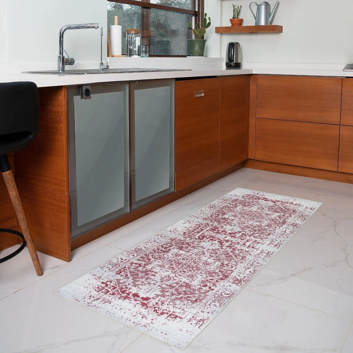 Playa Rug Machine Washable Area Rug Non Slip Backing Himalayas Vintage-Modern Floral Traditional Abstract Design