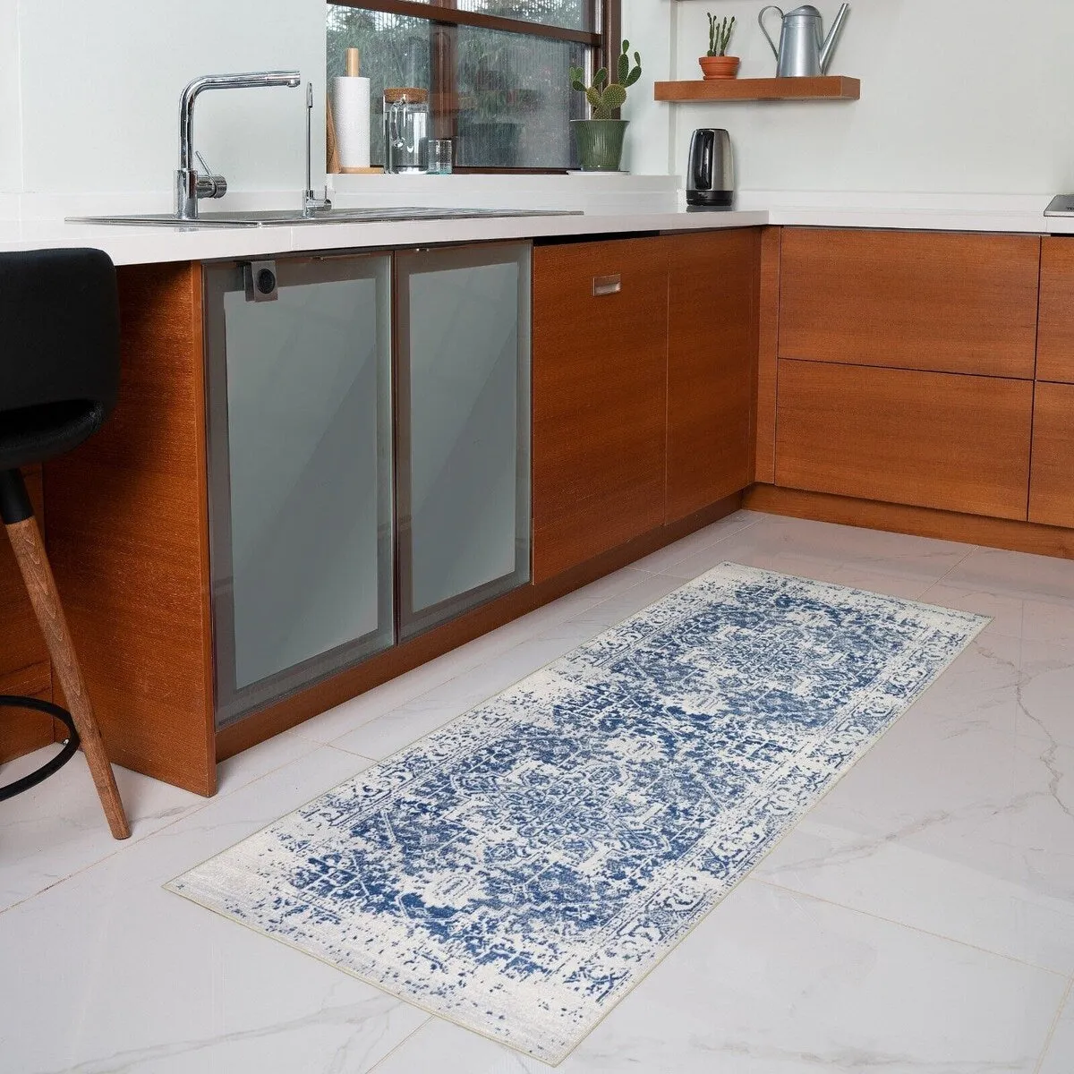 Playa Rug Machine Washable Area Rug Non Slip Backing Himalayas Vintage-Modern Floral Traditional Abstract Design