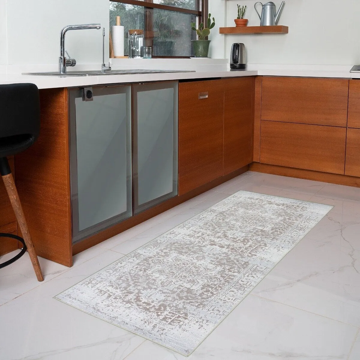 Playa Rug Machine Washable Area Rug Non Slip Backing Himalayas Vintage-Modern Floral Traditional Abstract Design