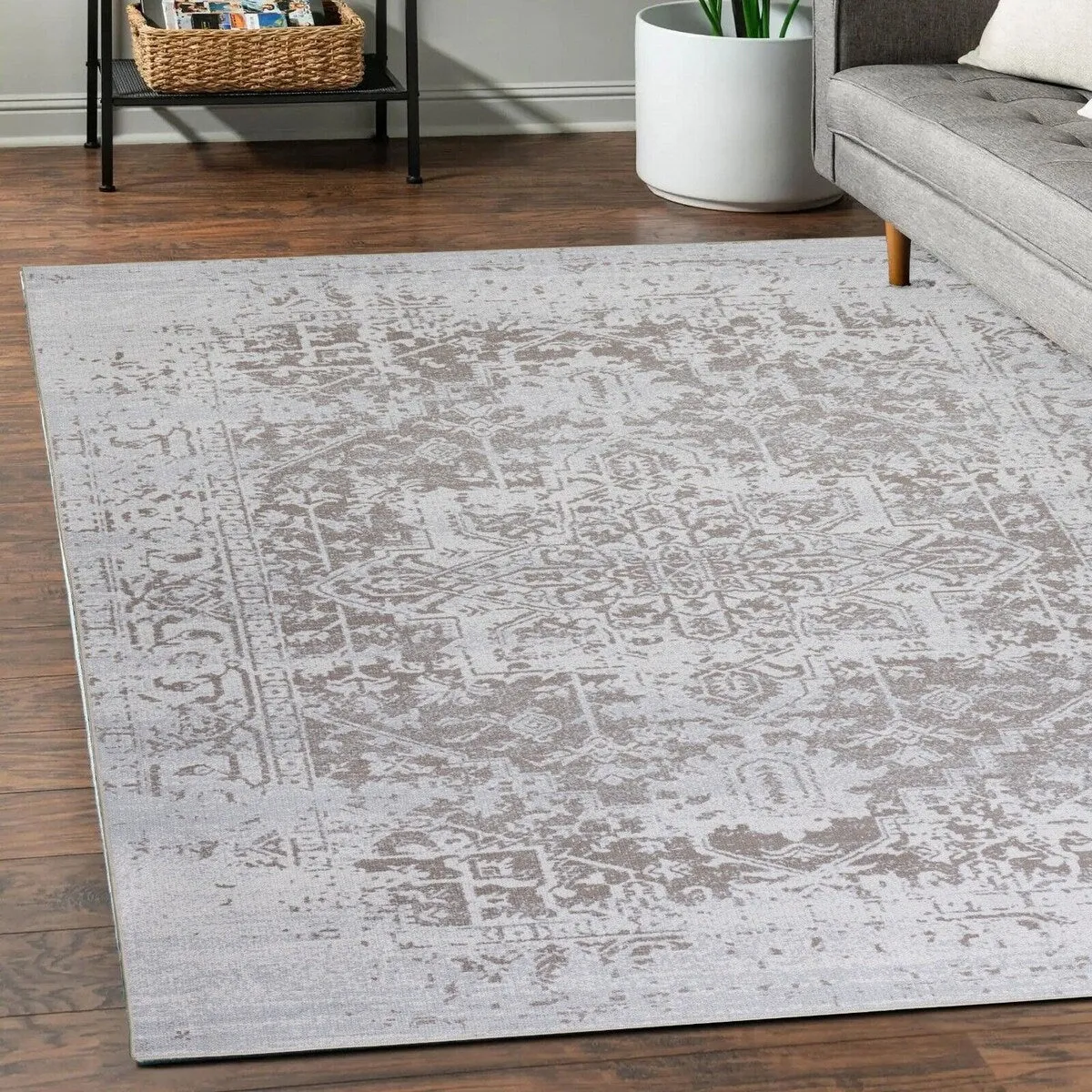 Playa Rug Machine Washable Area Rug Non Slip Backing Himalayas Vintage-Modern Floral Traditional Abstract Design