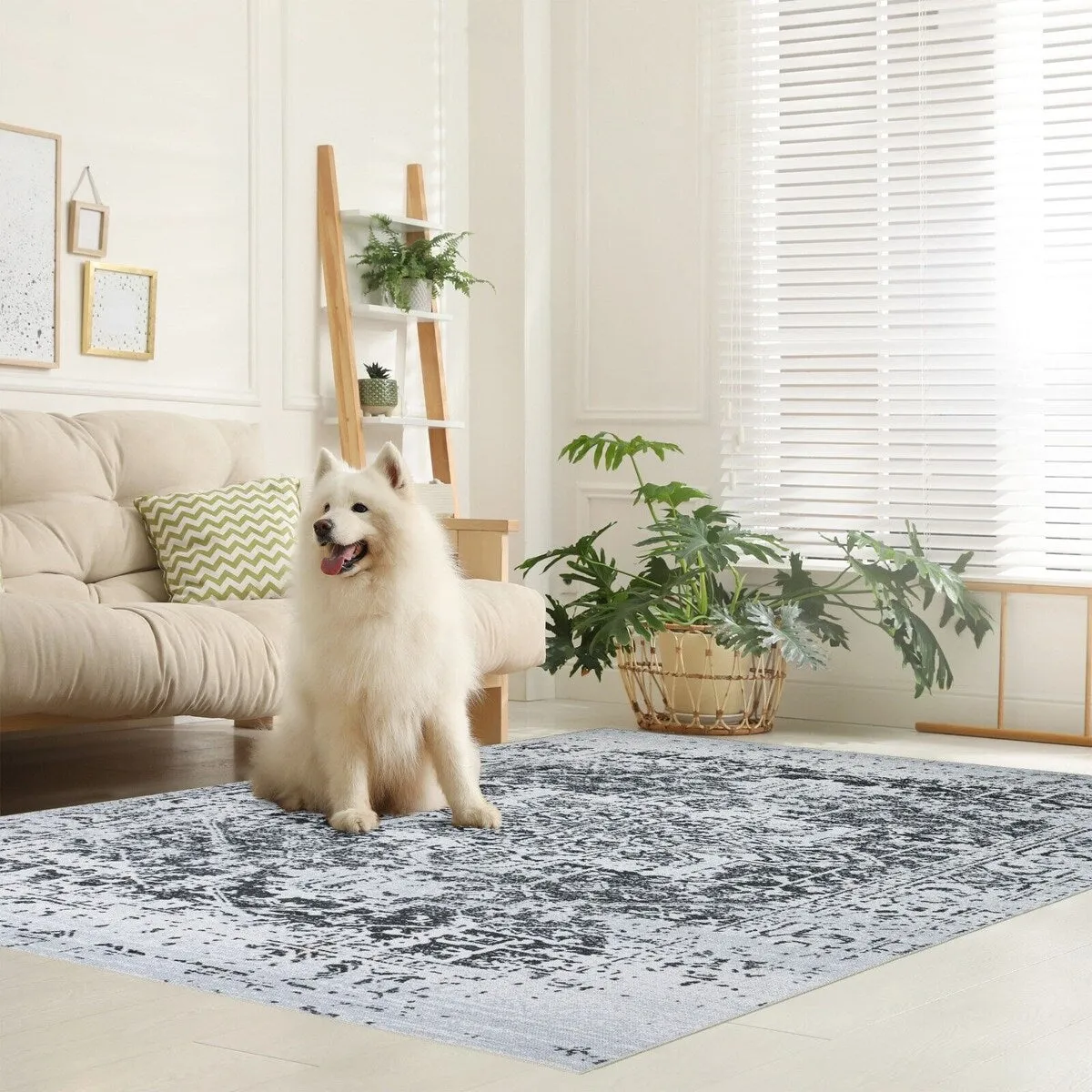 Playa Rug Machine Washable Area Rug Non Slip Backing Himalayas Vintage-Modern Floral Traditional Abstract Design