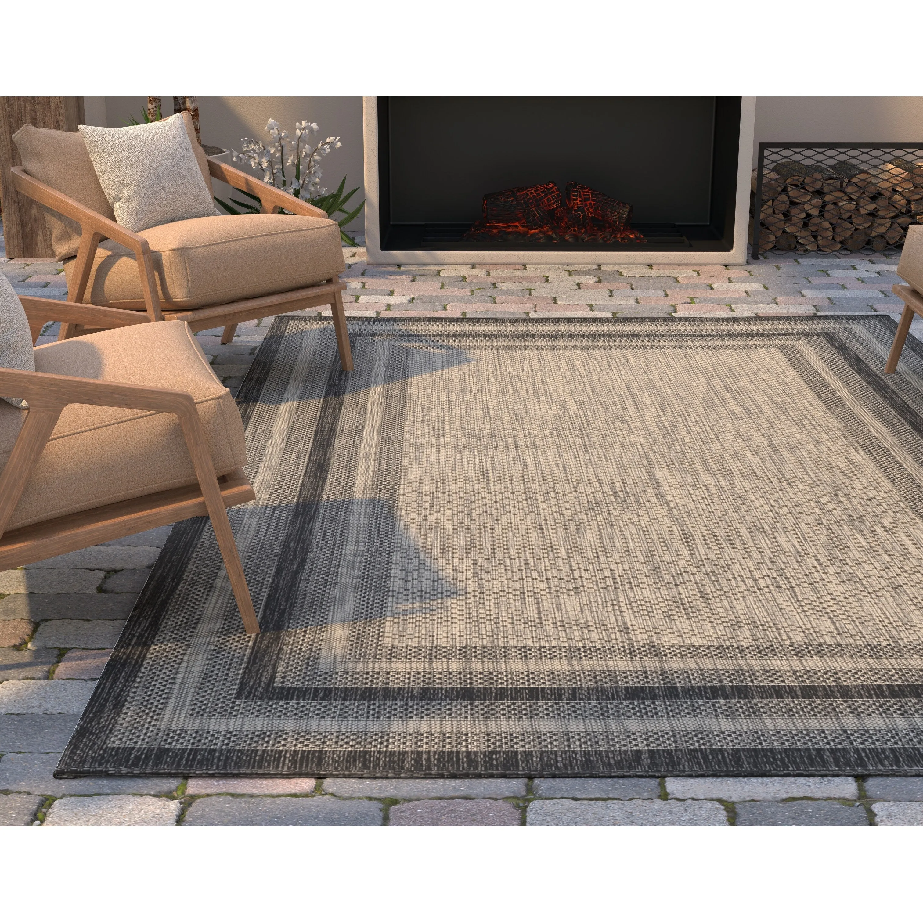 Porch & Den Costelloe Textured Border Area Rug